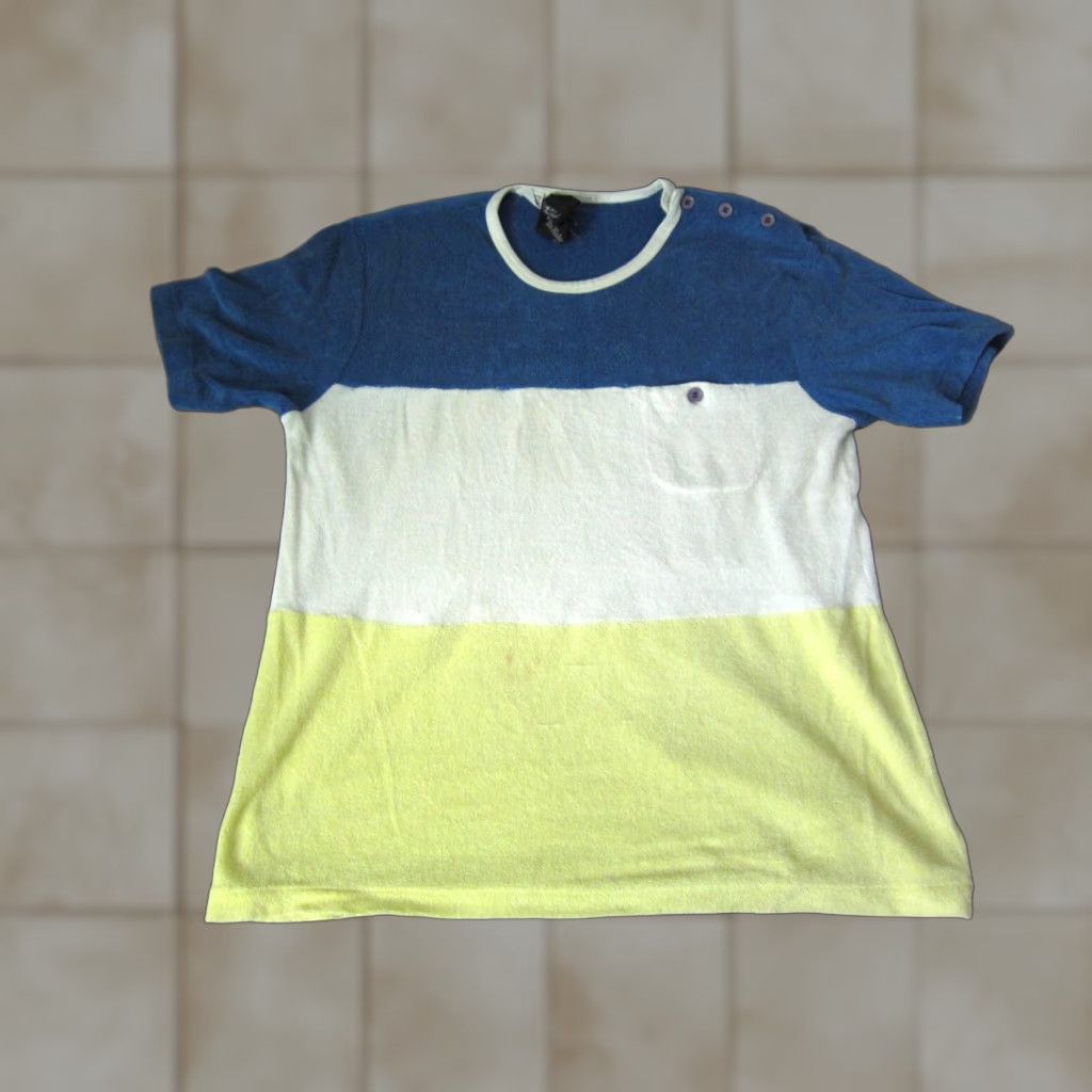 Vintage VINTAGE Justin Blake Shirt Mens L White Blue Yellow Terry 70s 70s Beer College School Pocket Crew Neck T-Shirt Cotton Short Sleeve Jersey Size US L / EU 52-54 / 3 - 1 Thumbnail