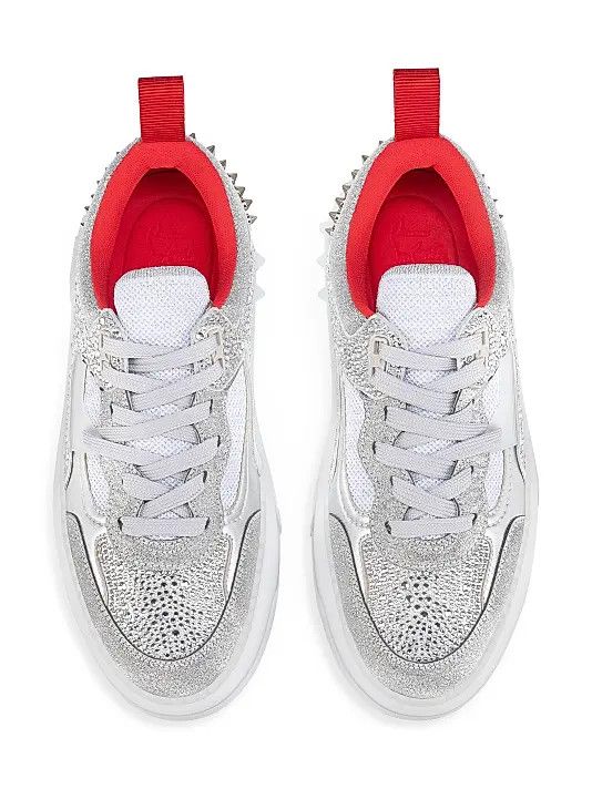Christian Louboutin oc11z1225 Astroloubi Strass Sneakers in Silver Size US 7 / IT 37 - 4 Thumbnail