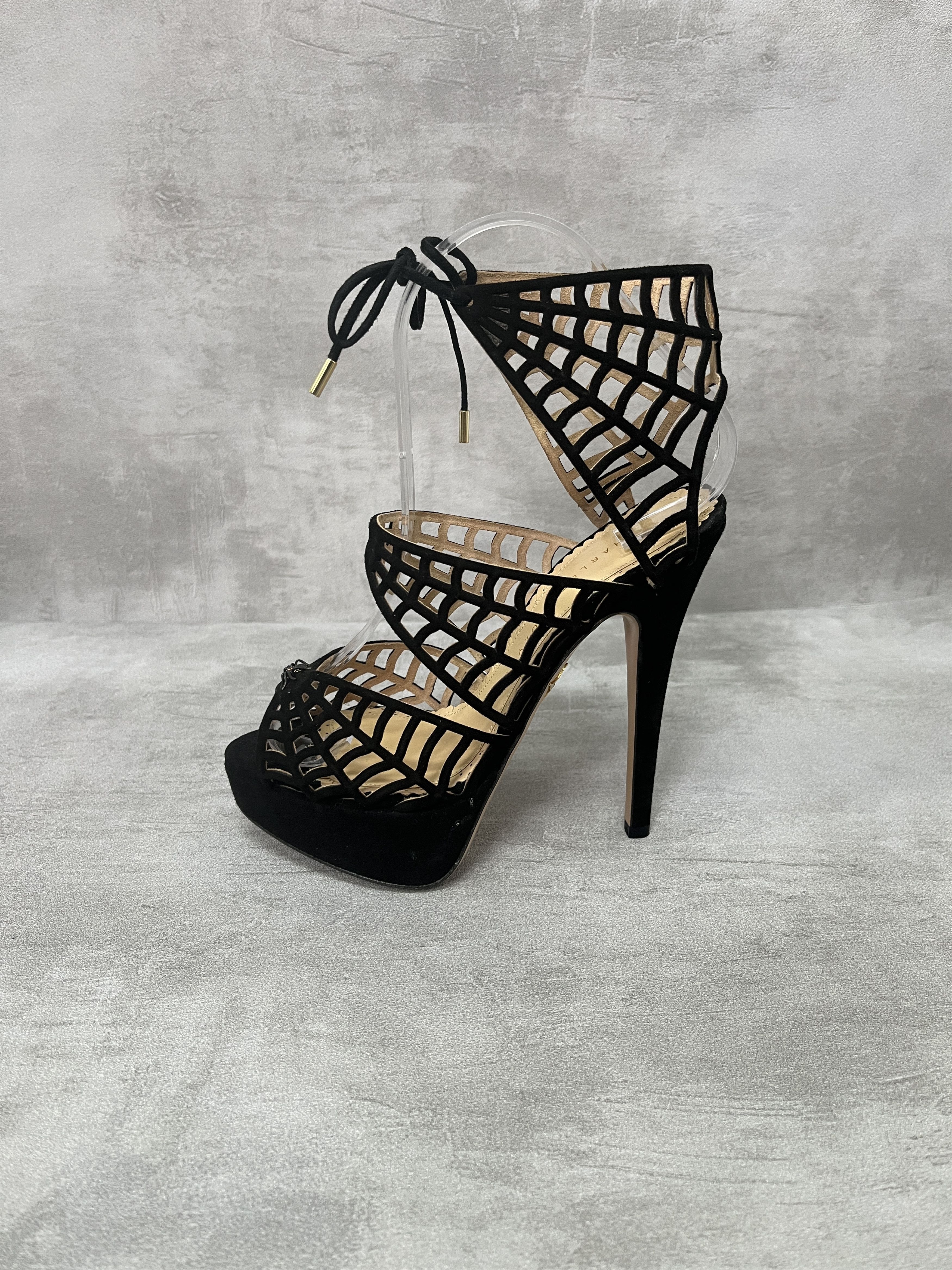 Charlotte Olympia Charlotte Olympia Black Suede Spider-Web Platform Heels Size US 5 / IT 35 - 2 Thumbnail