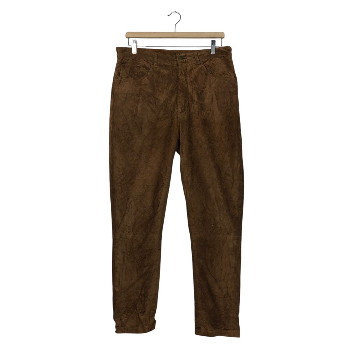 Japanese Brand 🔥VINTAGE SUEDE SOFT LEATHER PANTS BIKER HALLHUBER Size US 32 / EU 48 - 3 Thumbnail