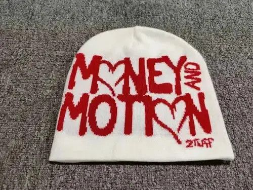 Other Money and Motion Graphic No Cuff Knit Beanie Hat White Size ONE SIZE - 2 Thumbnail