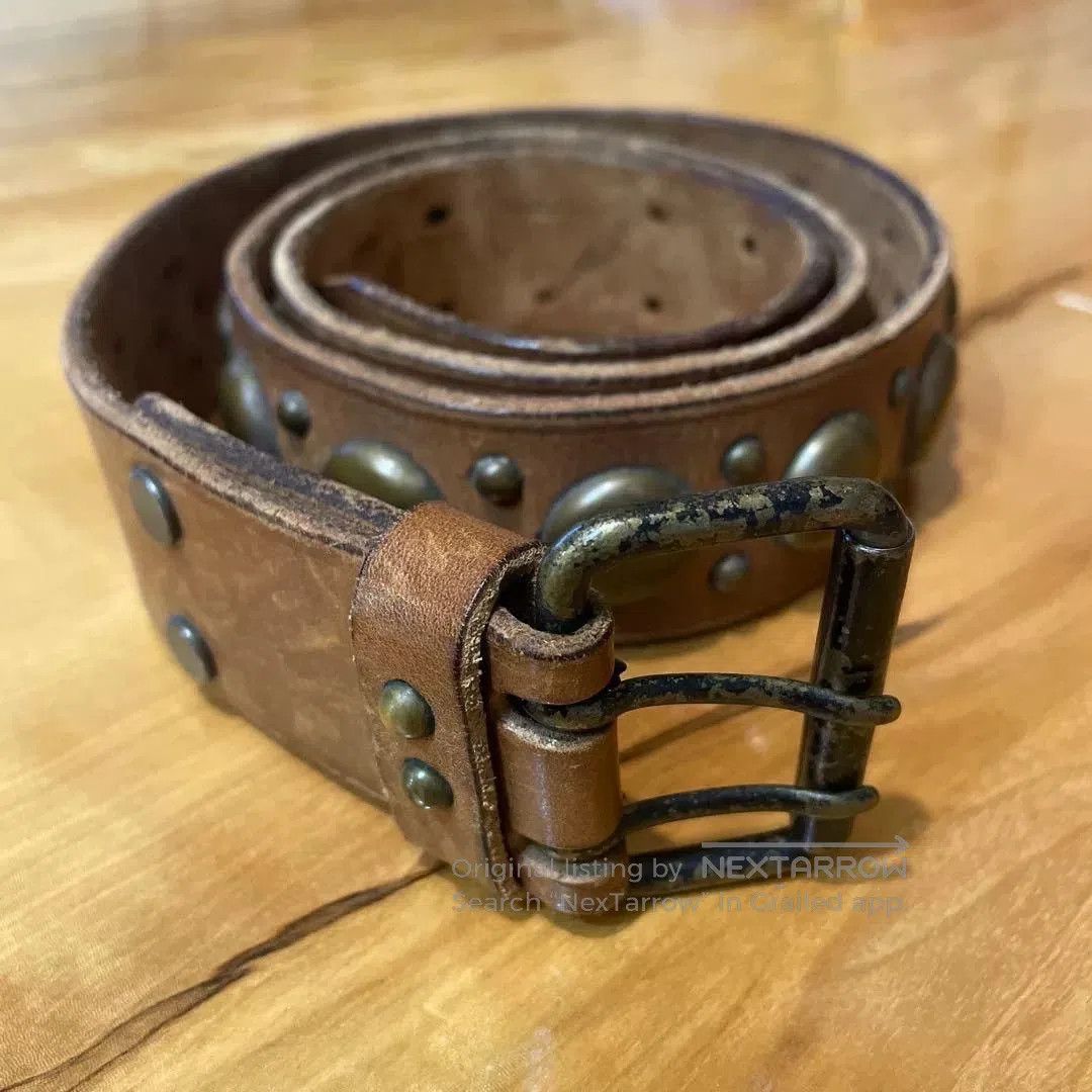 RRL Ralph Lauren RRL Leather Belt with Brass Studs. Size ONE SIZE - 1 Thumbnail