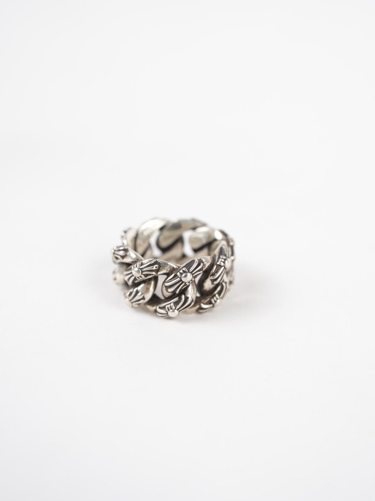 image of Chrome Hearts Extra Fancy Link Ring in Silver, Men's
