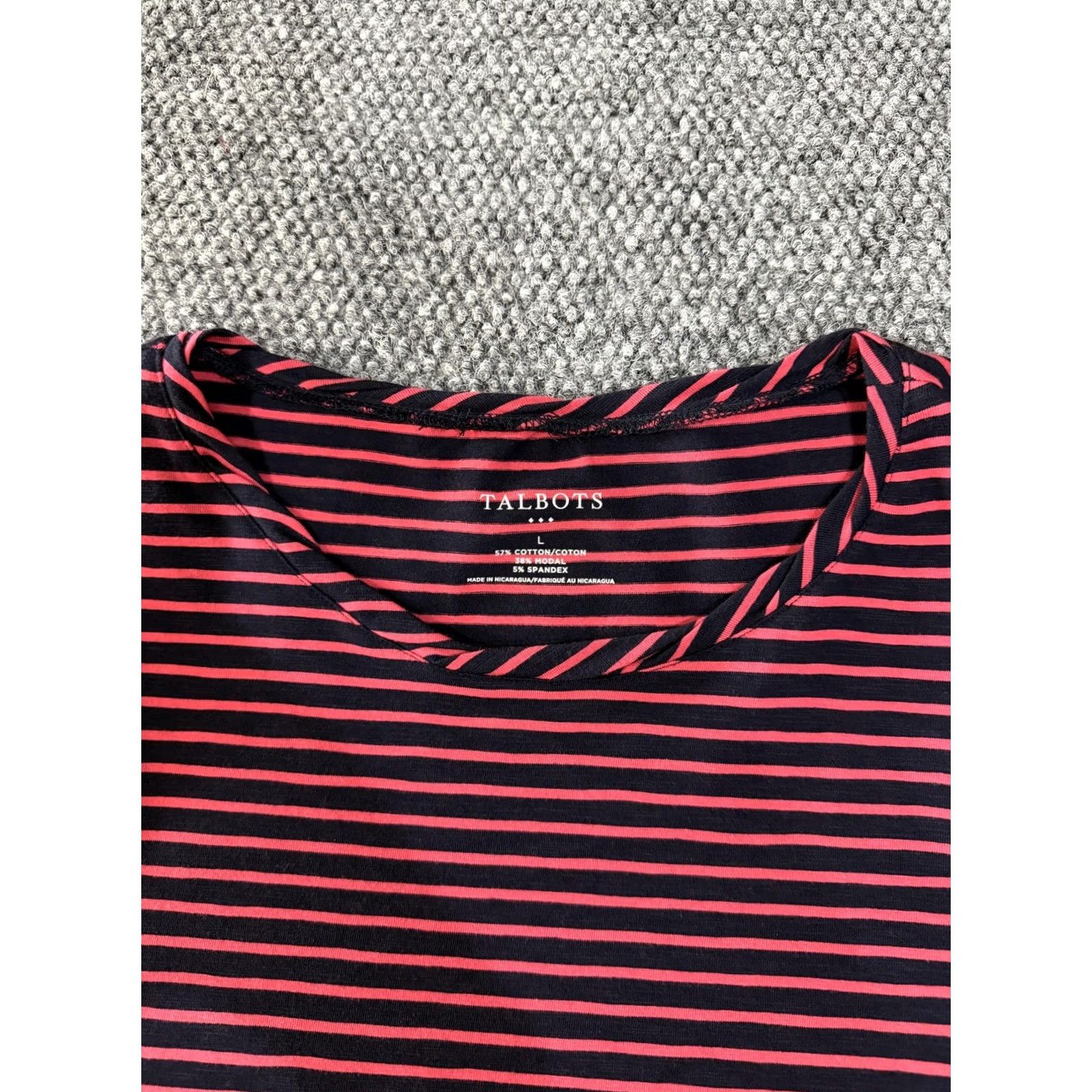 Talbots Talbots Shirt Womens L Blue Stripe Crew Neck Long Sleeve Stretch Tee Top Size L / US 10 / IT 46 - 3 Thumbnail