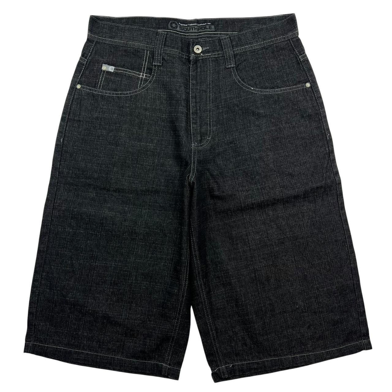 Southpole Vintage Southpole Baggy Black Denim Shorts / Jorts Waist 35 Size US 35 - 2 Thumbnail