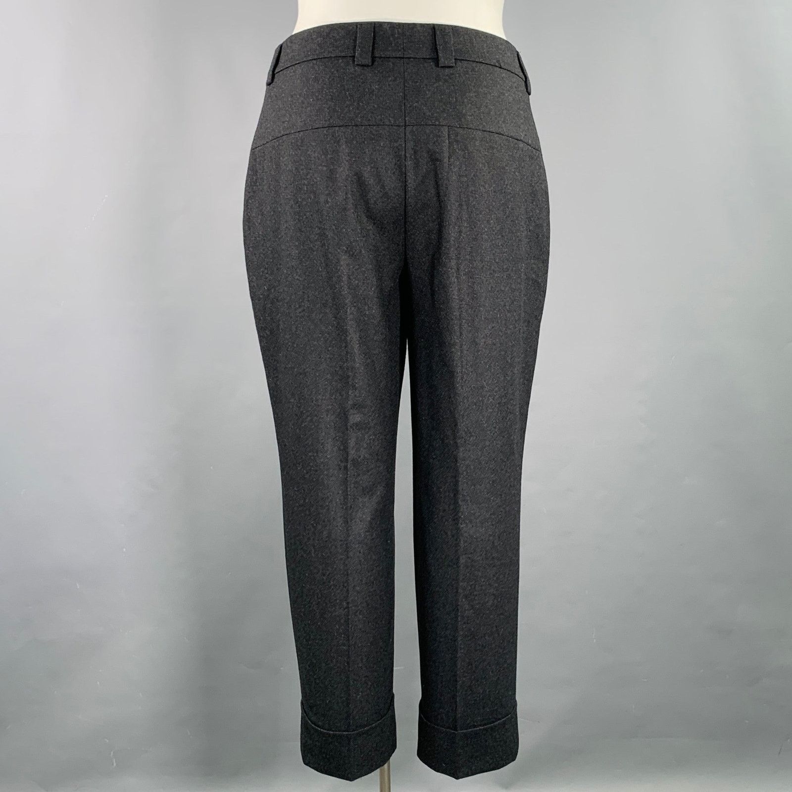 Akris Grey Charcoal Wool Blend Heather Flat Front Dress Pants Size 36" / US 14 / IT 50 - 2 Thumbnail
