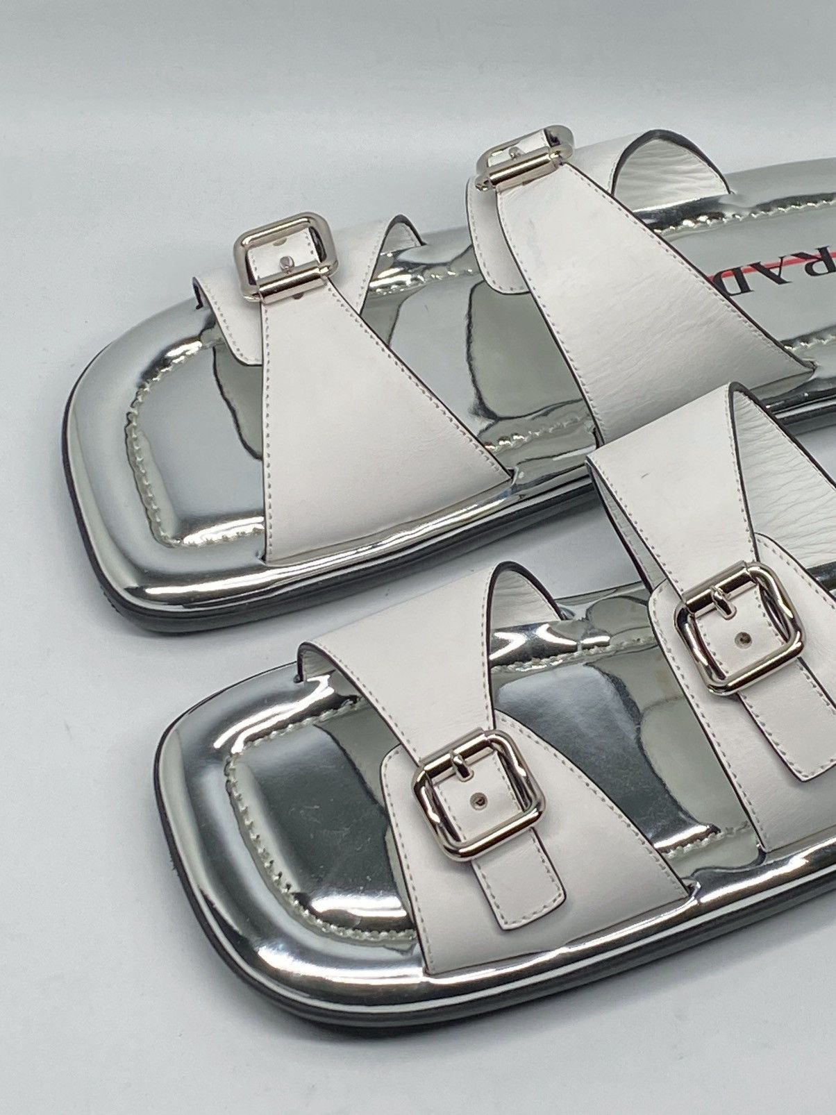 Prada Prada Double Buckle Sandal With Metallic Soles size 39.5 Size US 9.5 / IT 39.5 - 11 Thumbnail