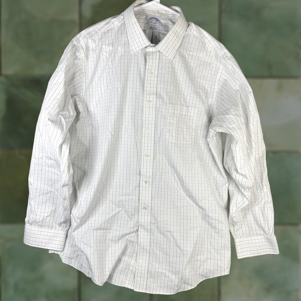 Brooks Brothers Brooks Brothers Shirt Mens 17.5 36 White Check Regent Non-Iron Supima Cotton Dress Shirt Mens 17.5 Neck 36 Sleeve Size US XXL / EU 58 / 5 - 1 Thumbnail