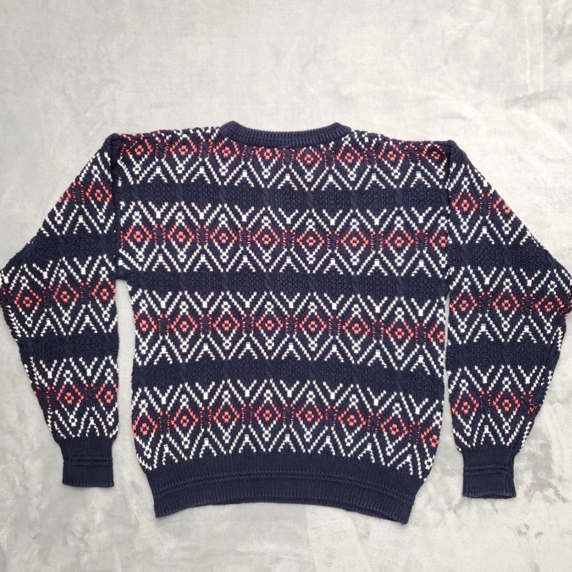 Jantzen VINTAGE Jantzen Sweater Mens L Blue Geometric Knit Grandpa Y2K 90s Made in USA Size US L / EU 52-54 / 3 - 6 Thumbnail