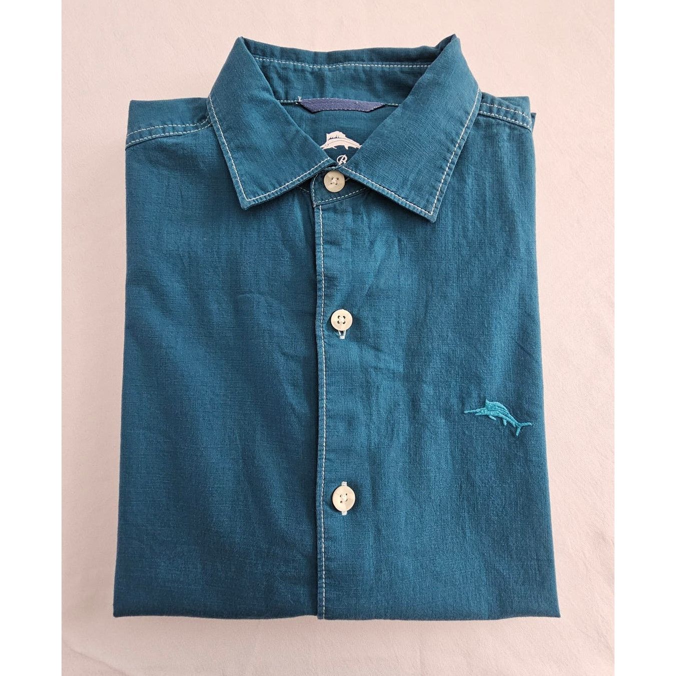 Tommy Bahama Tommy Bahama Cotton Button Down Ink Blue S/S Shirt S $99.50 Size US S / EU 44-46 / 1 - 8 Thumbnail