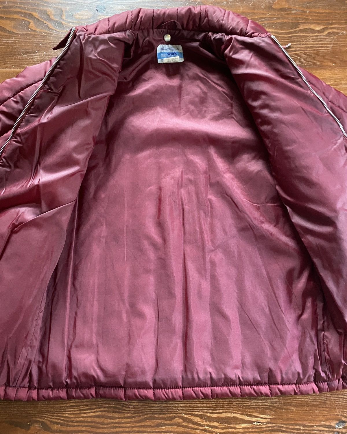 Sears × Vintage Vintage 70’s Sears Vertical Puffer Burgundy Full Zip Jacket Size US S / EU 44-46 / 1 - 12 Thumbnail