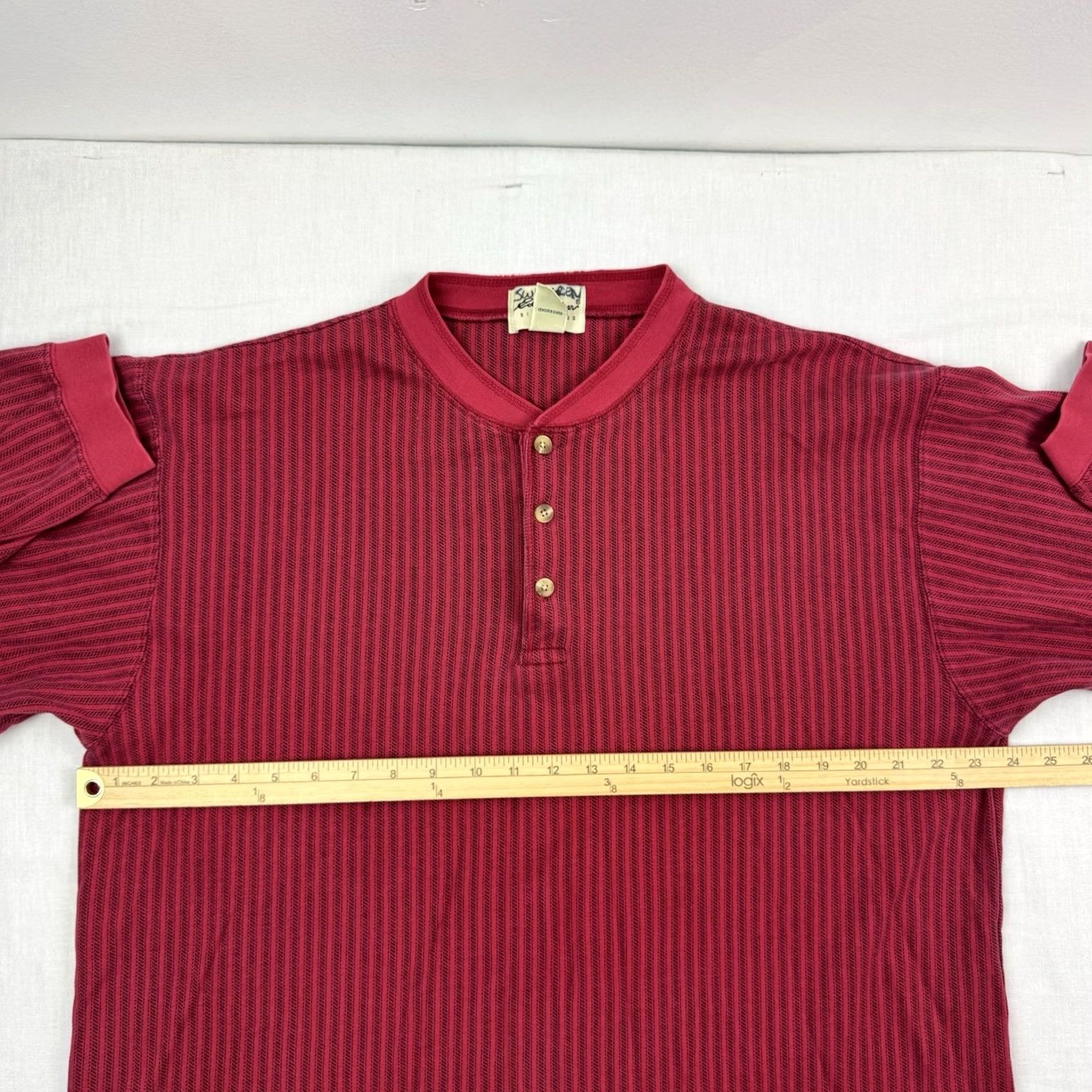Eddie Bauer VINTAGE Eddie Bauer Henley Shirt Adult Large Striped Button Up Outdoor Hipster Men Long Sleeve Red Cotton 90s Y2K Hipster 90s Mens Size US L / EU 52-54 / 3 - 6 Thumbnail