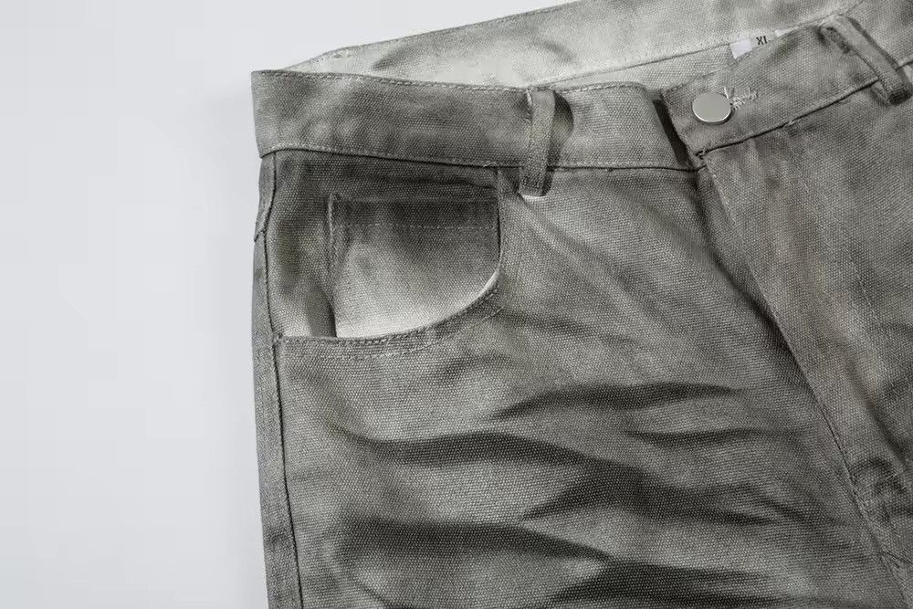 Jean × Vintage Painted Pleated Washed Gray Oversized Jean Size US 33 - 5 Thumbnail