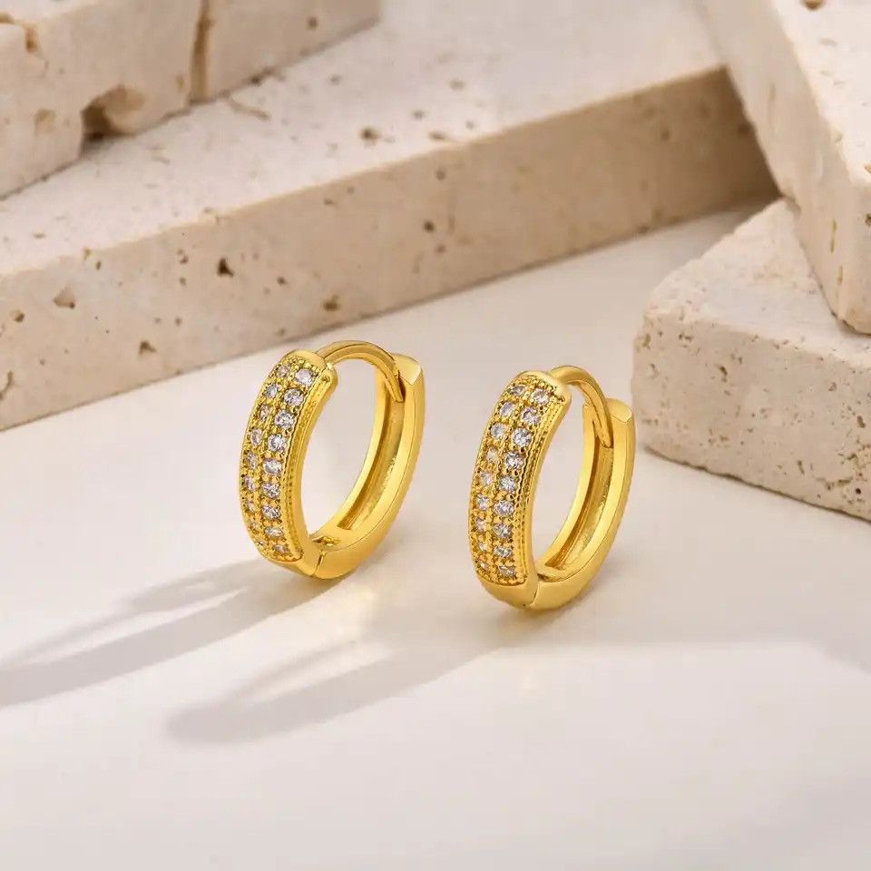 Other Deluxe CZ Stone Hoop Earrings Size ONE SIZE - 1 Thumbnail
