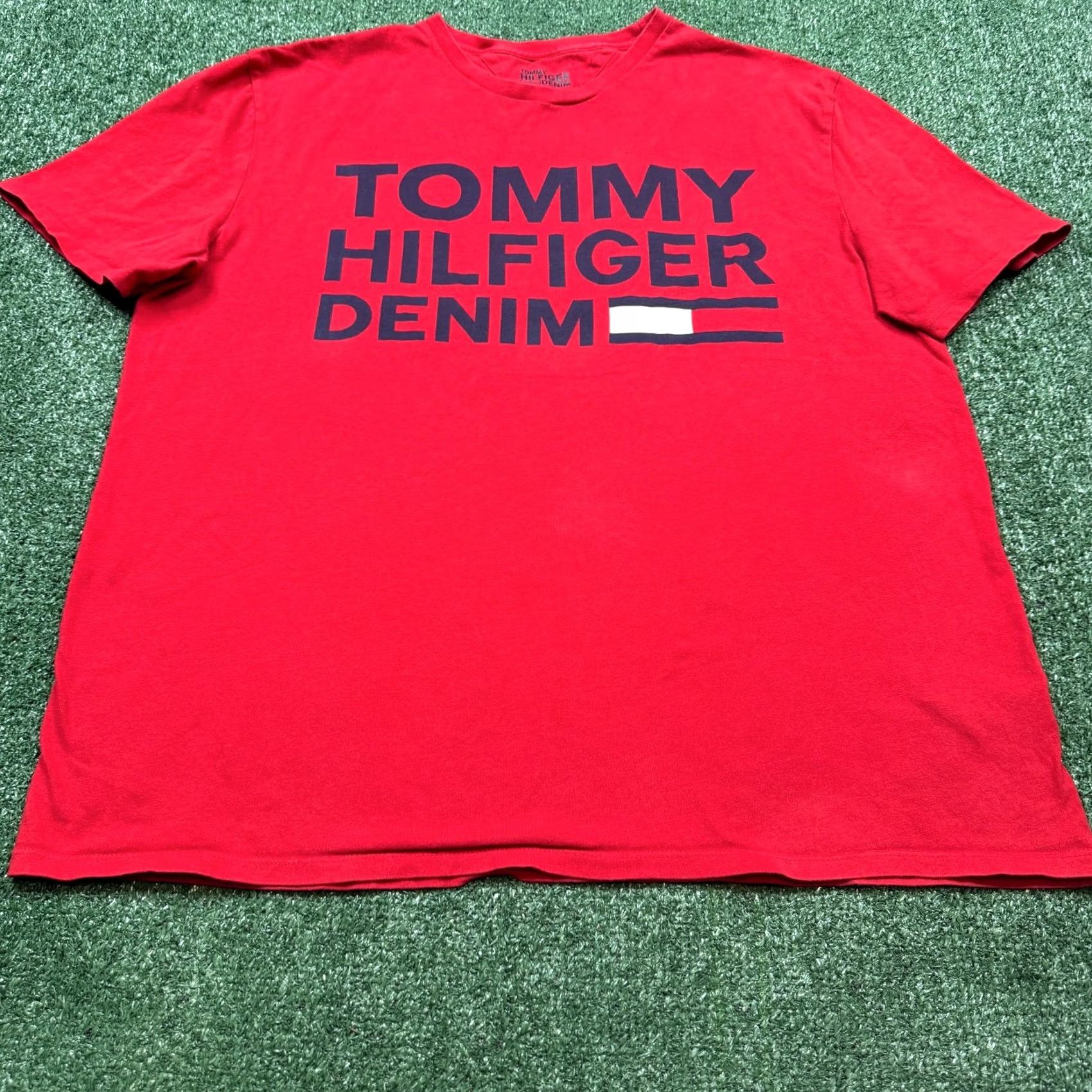 Tommy Hilfiger VINTAGE Tommy Hilfiger T Shirt Mens XL Red Short Sleeve Crew Neck Casual Tee Size US XL / EU 56 / 4 - 3 Thumbnail