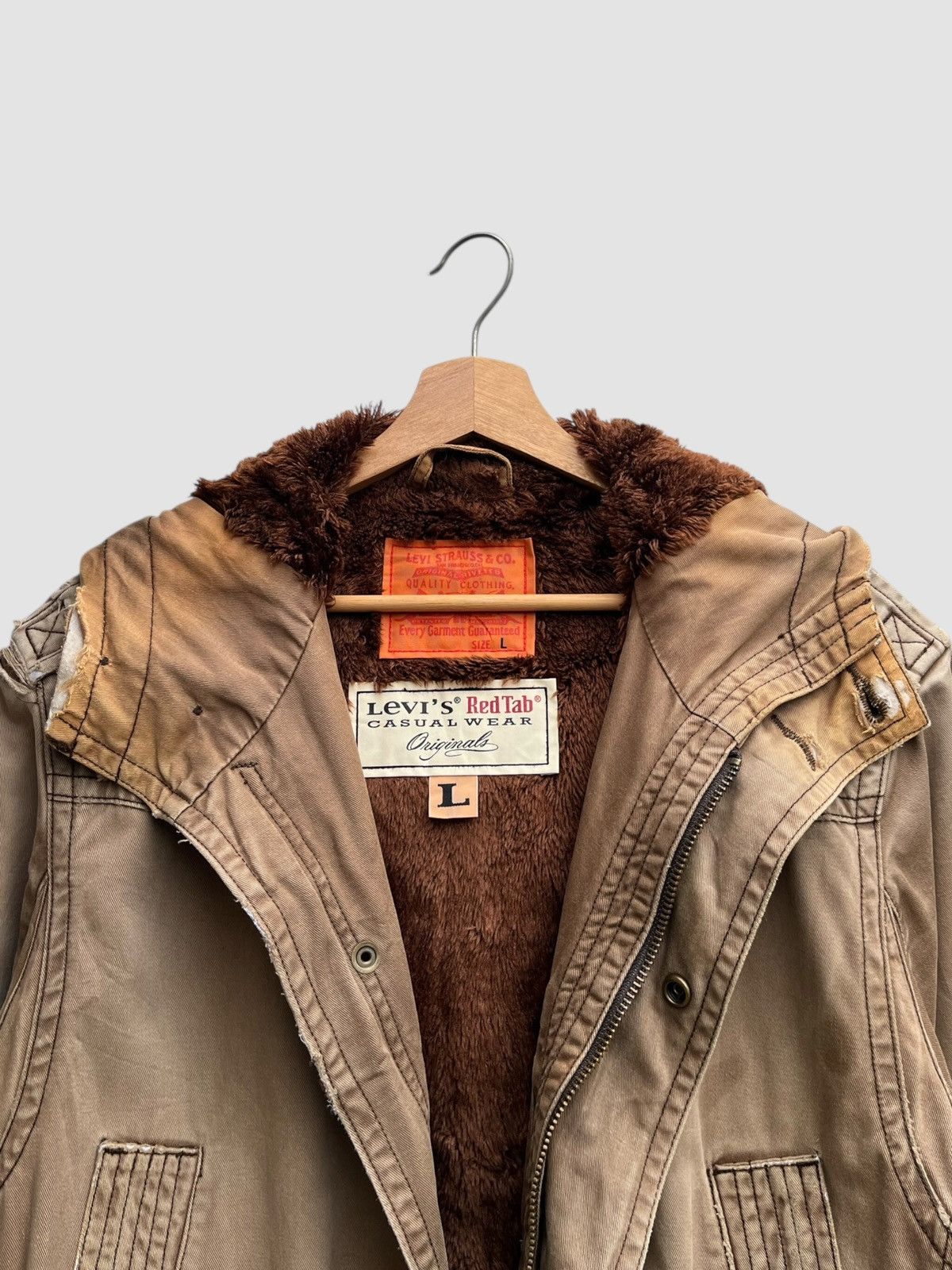 Levi's Distressed Levi’s Mod/Military Fur Lining Hooded Jacket Size US L / EU 52-54 / 3 - 13 Thumbnail