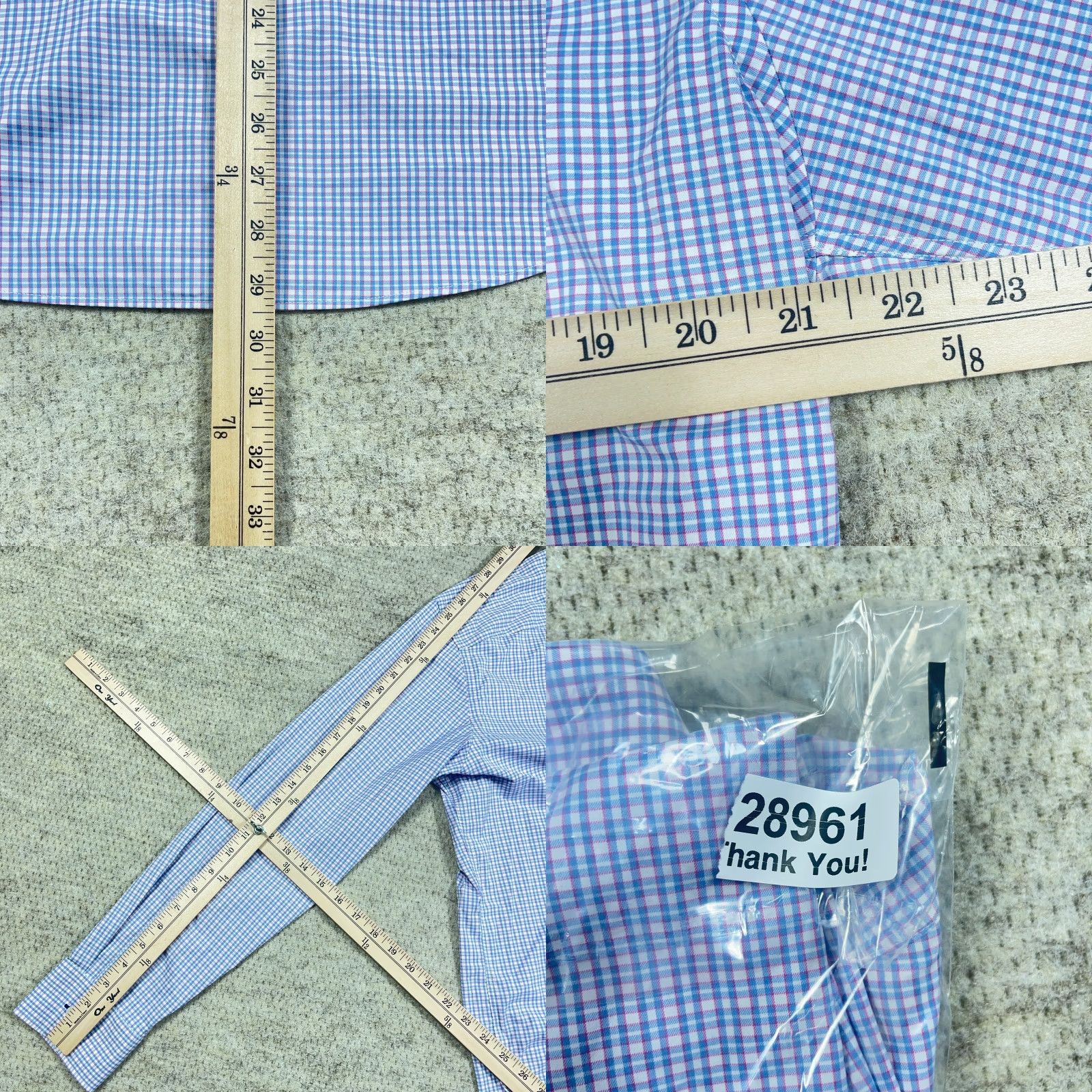 UNTUCKit UNTUCKit Button-Up Shirt Men XL Blue Plaid Nylon Performance Stretch Dress Shirt Size 46R - 8 Thumbnail