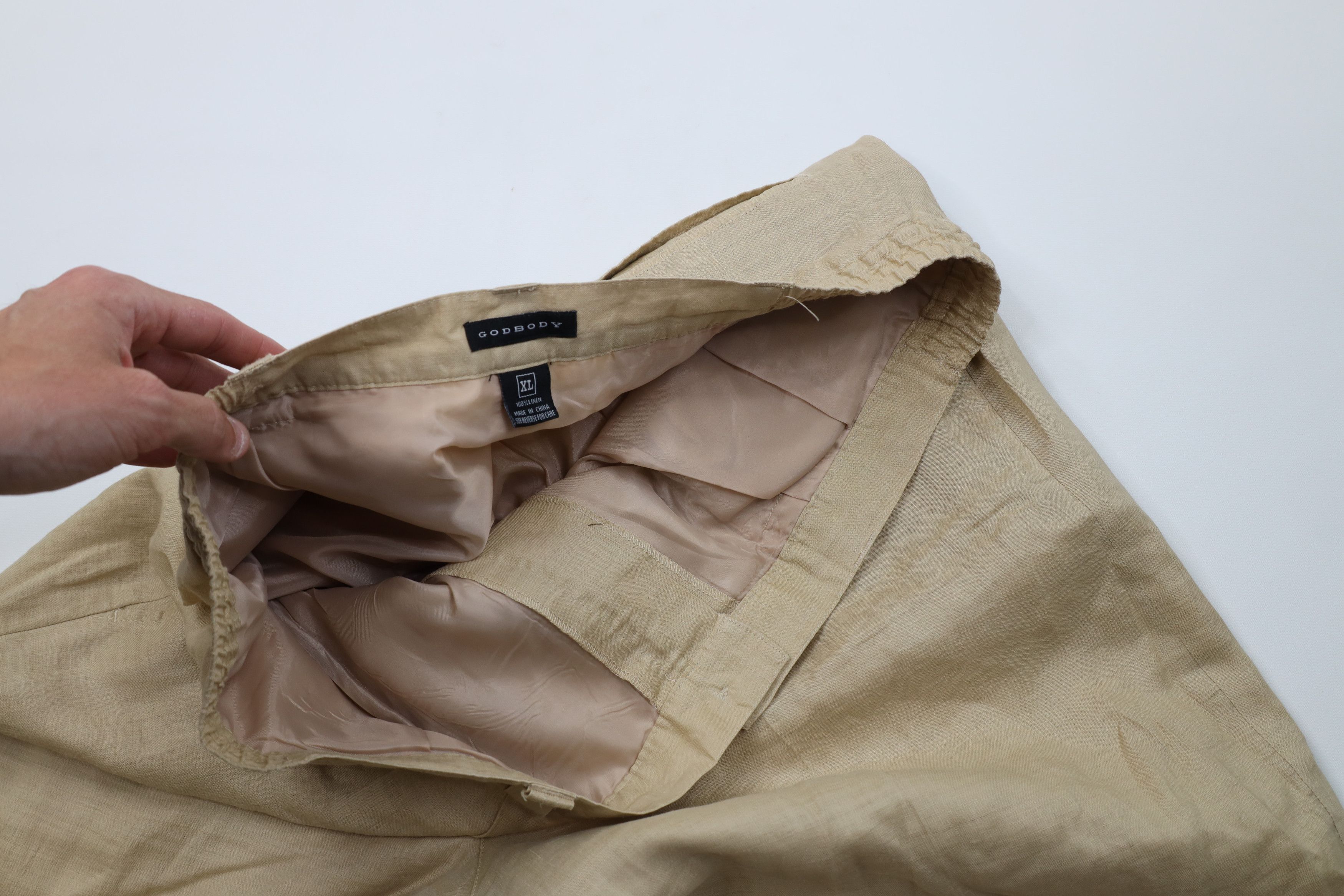 Vintage Vintage 90s Y2K Streetwear Lined Linen Wide Leg Pants Beige Size US 38 / EU 54 - 9 Thumbnail