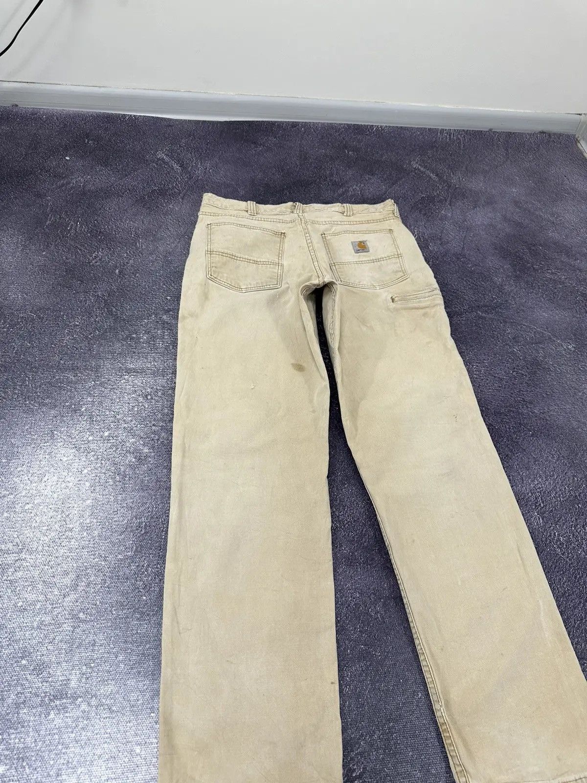 Carhartt × Vintage Vintage Carhartt Work Hype Cream American Baggy Pants Size US 34 / EU 50 - 4 Thumbnail