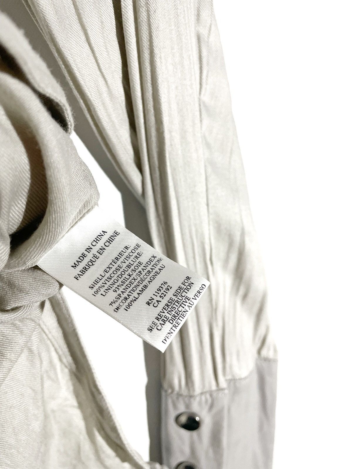 Designer × Helmut Lang Helmut Lang Leather-Trim Long Sleeve Gray Viscose Size S Size S / US 4 / IT 40 - 7 Thumbnail