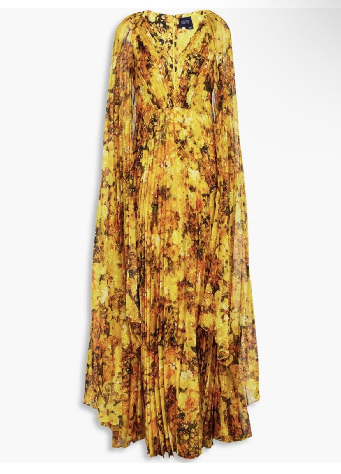 Marchesa MARCHESA NOTTE Cape-effect pleated floral-print chiffon Gown Size S / US 4 / IT 40 - 1 Thumbnail
