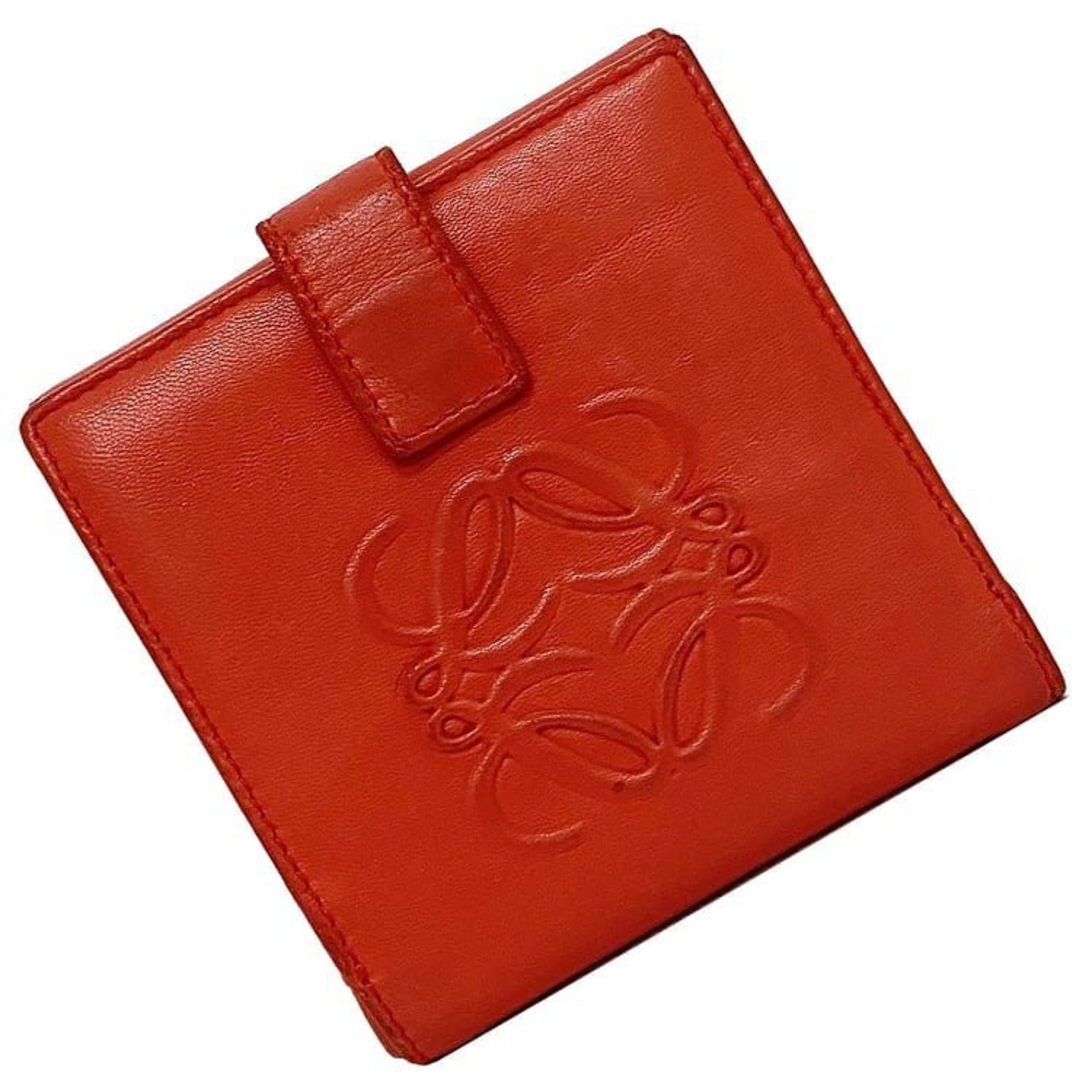 LOEWE Coin Case Anagram Mini Wallet Red Leather popular