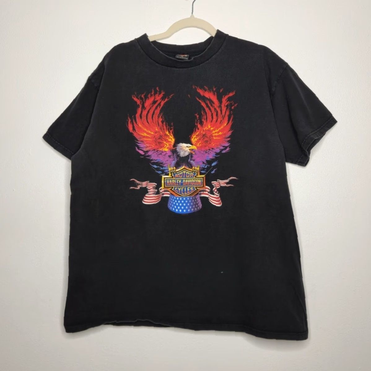 Harley Davidson VINTAGE Harley Davidson Logo Shirt Eagle Flame Double Sided XL Black Unisex Adults Mens Women 90s Grunge Punk Skate Logo Shirt Size US XL / EU 56 / 4 - 2 Thumbnail