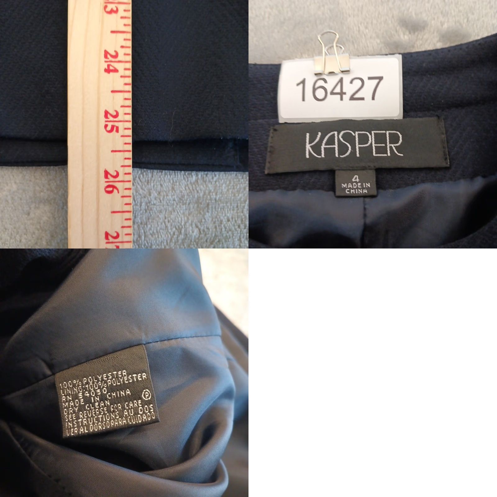 Kasper Kasper Blazer Womens Blazer Blue Herringbone Five-Button Kasper Jacket 100% Polyester Regular Size 4 Womens Blue Size S / US 4 / IT 40 - 8 Thumbnail