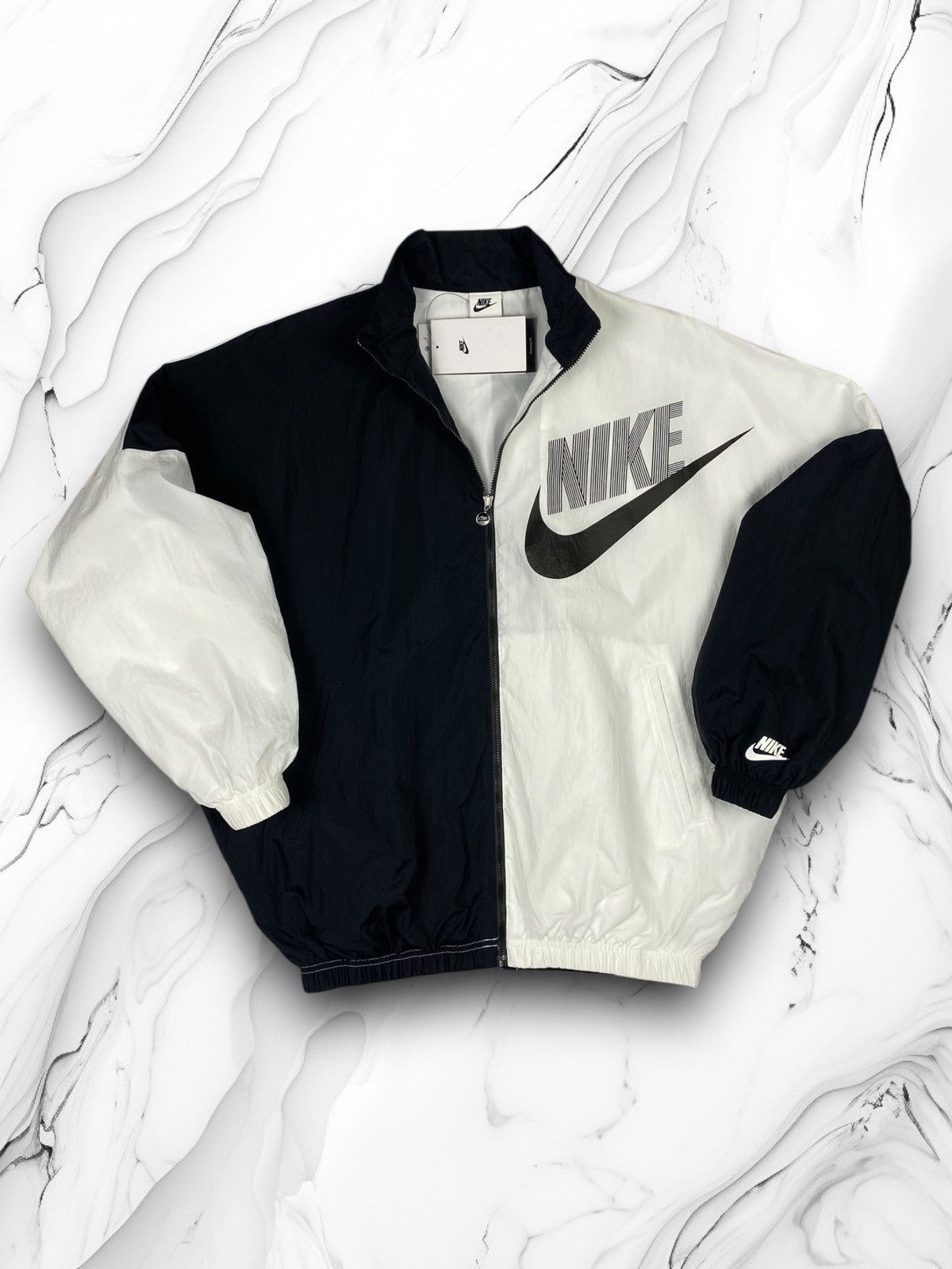 Nike New Nike Swoosh Big Logo Nylon Y2K Drill Jacket Bomber Size S / US 4 / IT 40 - 1 Thumbnail