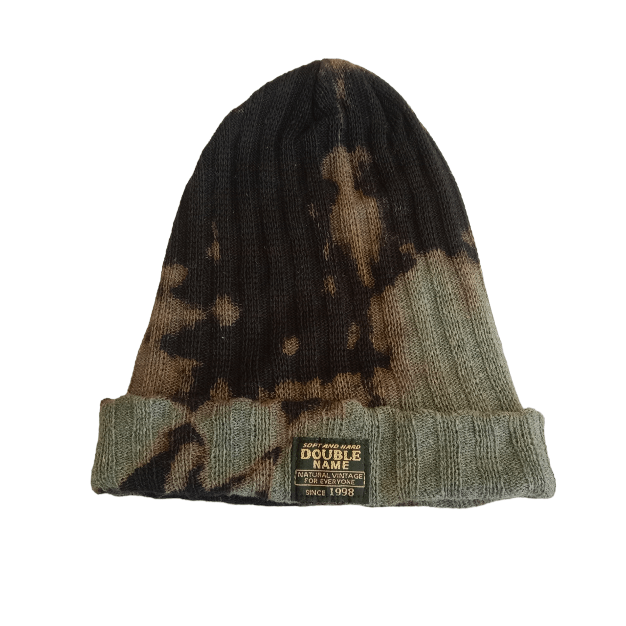 Japanese Brand Custom Made Acid Wash Double Name Beanie Size ONE SIZE - 6 Thumbnail