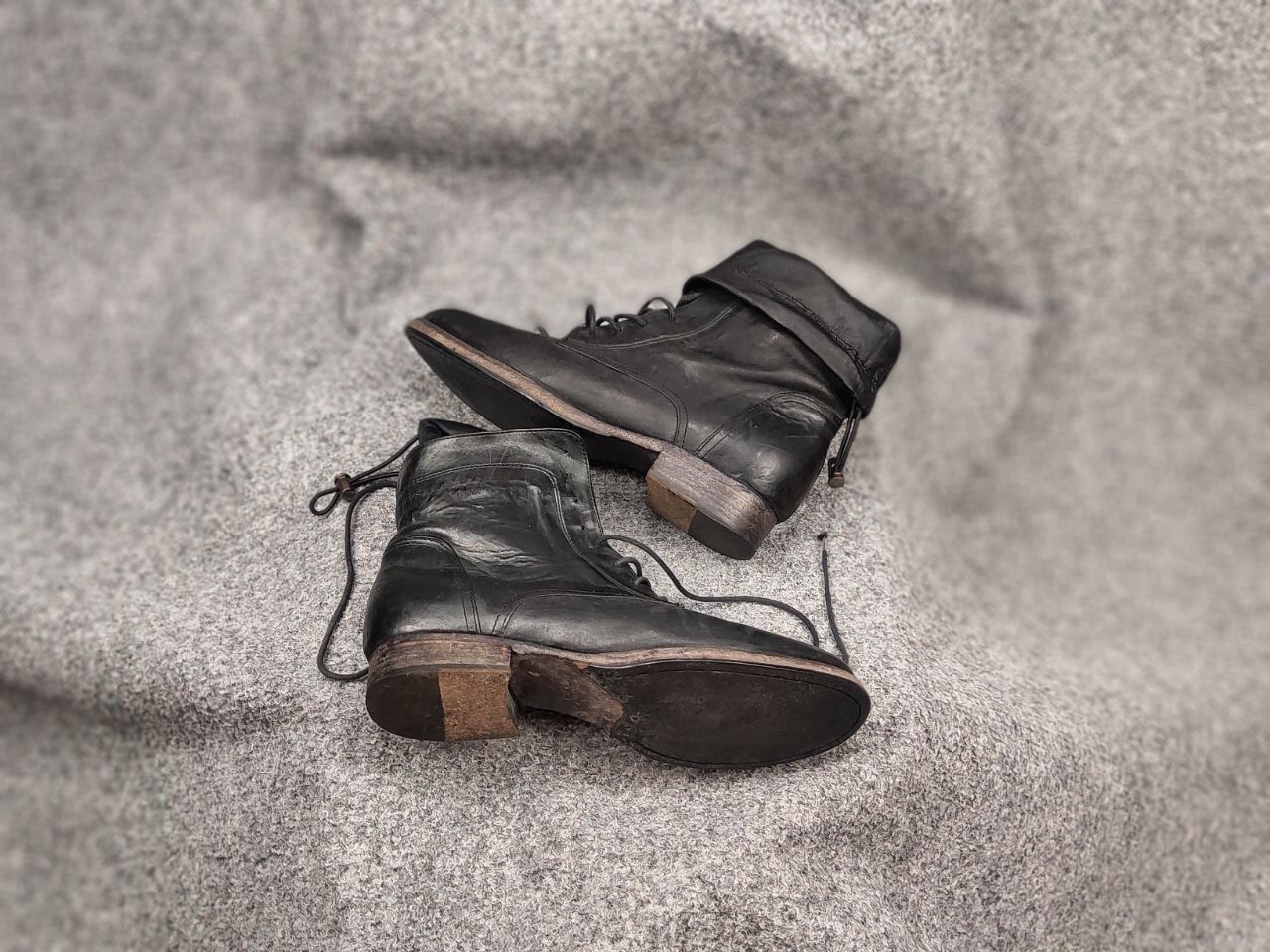 Other Vintage Guidi Style lace up Black Leather ankle Boots Size US 7 / IT 37 - 3 Thumbnail