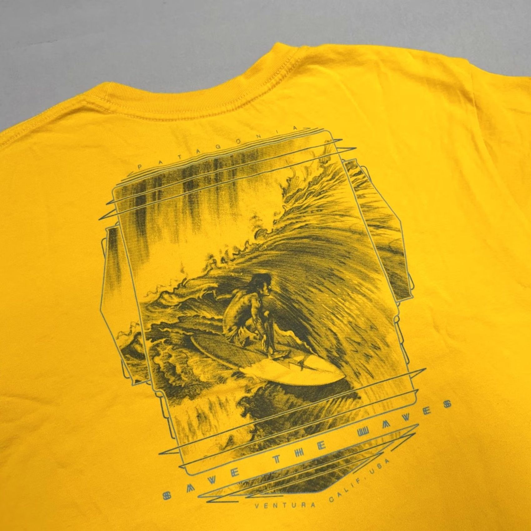 Patagonia Patagonia Shirt Mens L Yellow Save The Waves Surf USA Graphic Print Crew Neck Short Sleeve T-Shirt Size US L / EU 52-54 / 3 - 2 Thumbnail