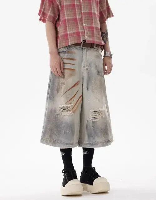 Other Dirty Mud Ripped Jorts Y2K Short Denim Size US 30 / EU 46 - 3 Thumbnail