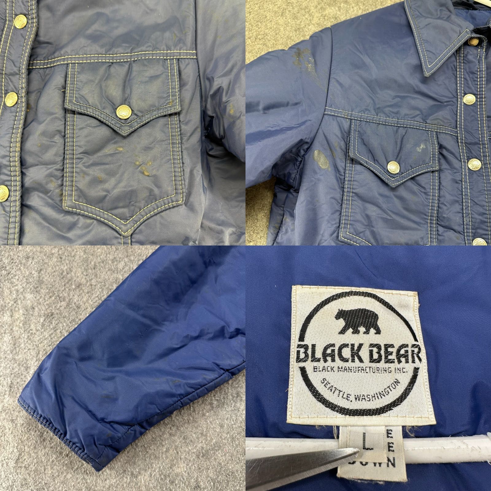 Vintage VINTAGE Black Bear Jacket Womens L Blue Navy Puffer Trucker Down Snap Talon 70s Size L / US 10 / IT 46 - 10 Thumbnail