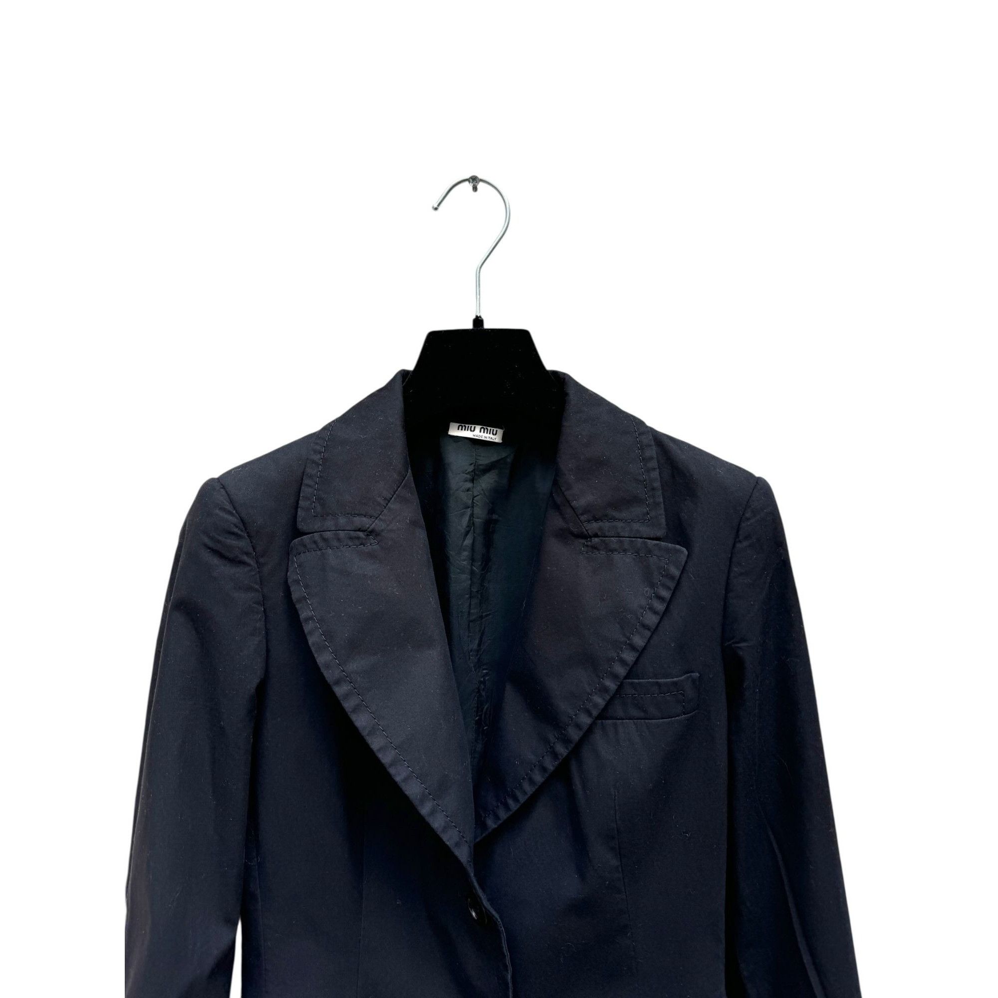 Miu Miu Black Cotton Blazer Jacket Size XS / US 0-2 / IT 36-38 - 4 Thumbnail
