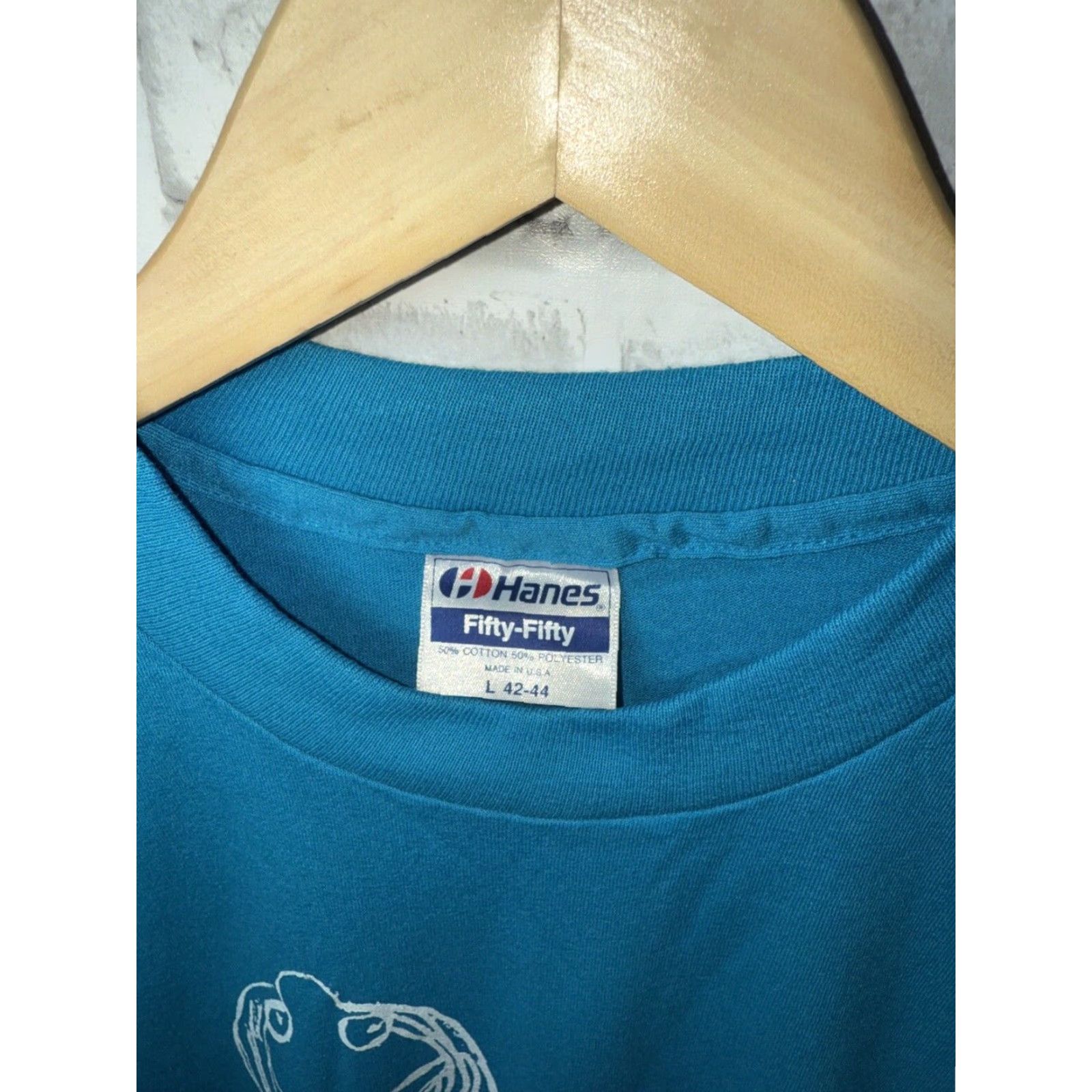Hanes VINTAGE Hanes Single Stitch Blue Unisex T-Shirt Adult Large Size L / US 10 / IT 46 - 2 Thumbnail