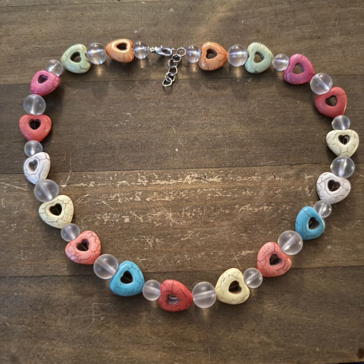 Other Multicolor natural stone heart link necklace Size ONE SIZE - 2 Thumbnail