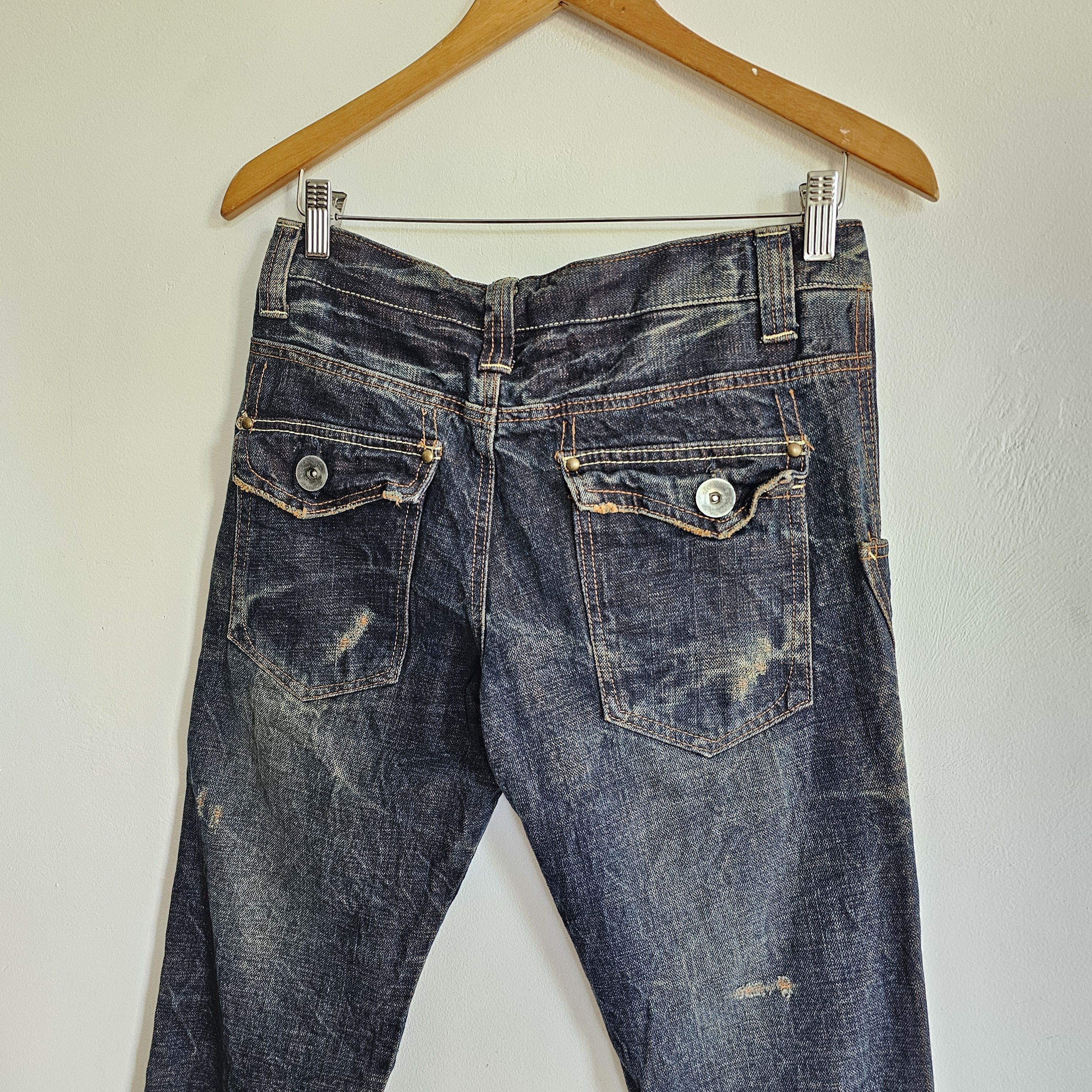 If Six Was Nine Vintage Amazing Embroidered Distressed Low Rise Jeans Size US 30 / EU 46 - 6 Thumbnail