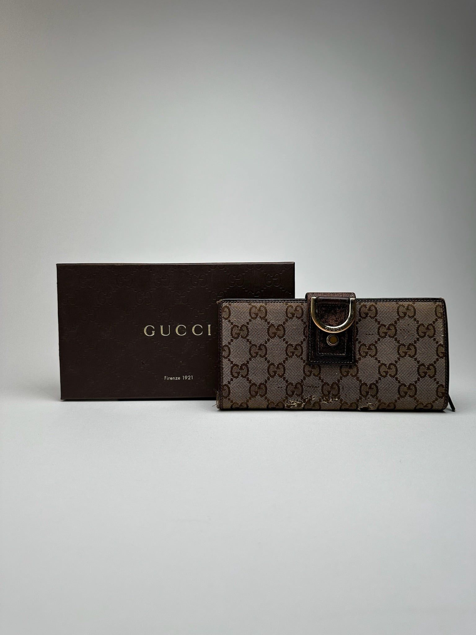 Gucci Vintage Monogram Leather wallet beige brown Size ONE SIZE - 1 Thumbnail