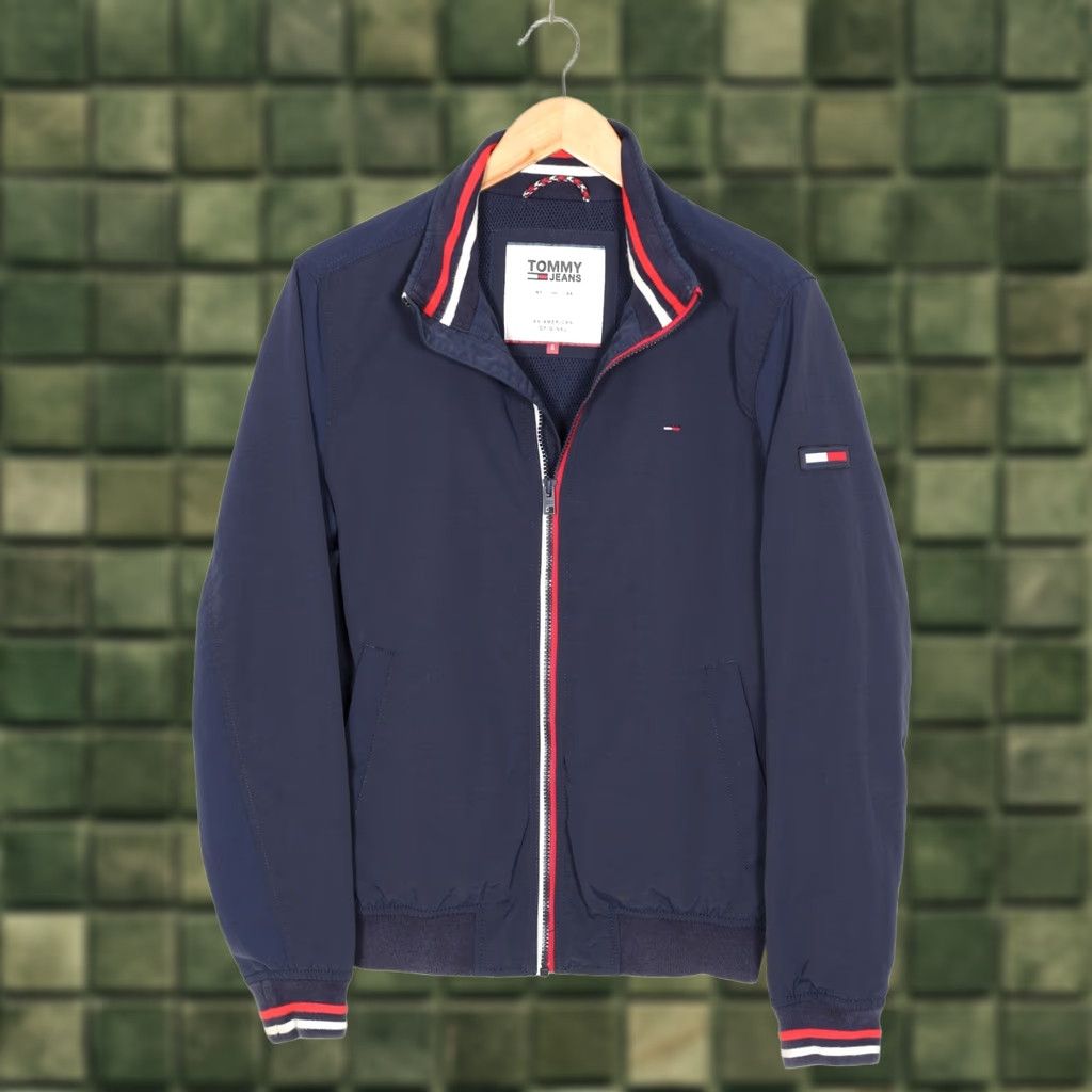Tommy Hilfiger TOMMY HILFIGER JEANS Bomber Jacket Men Size S MJ5106 - Blue, Casual, Regular Fit, Full Zip, Logo, Canvas Jacket Size US 29 - 1 Thumbnail