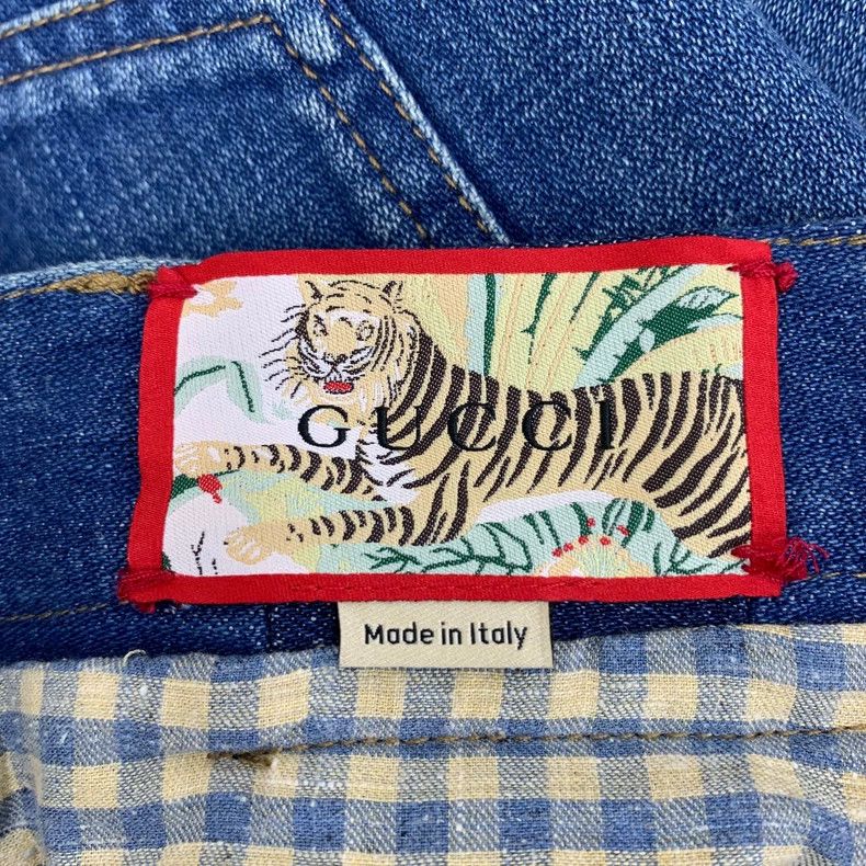 Gucci Gucci Blue tiger floral embroidered cotton casual denim sho Size 26" / US 2 / IT 38 - 6 Thumbnail