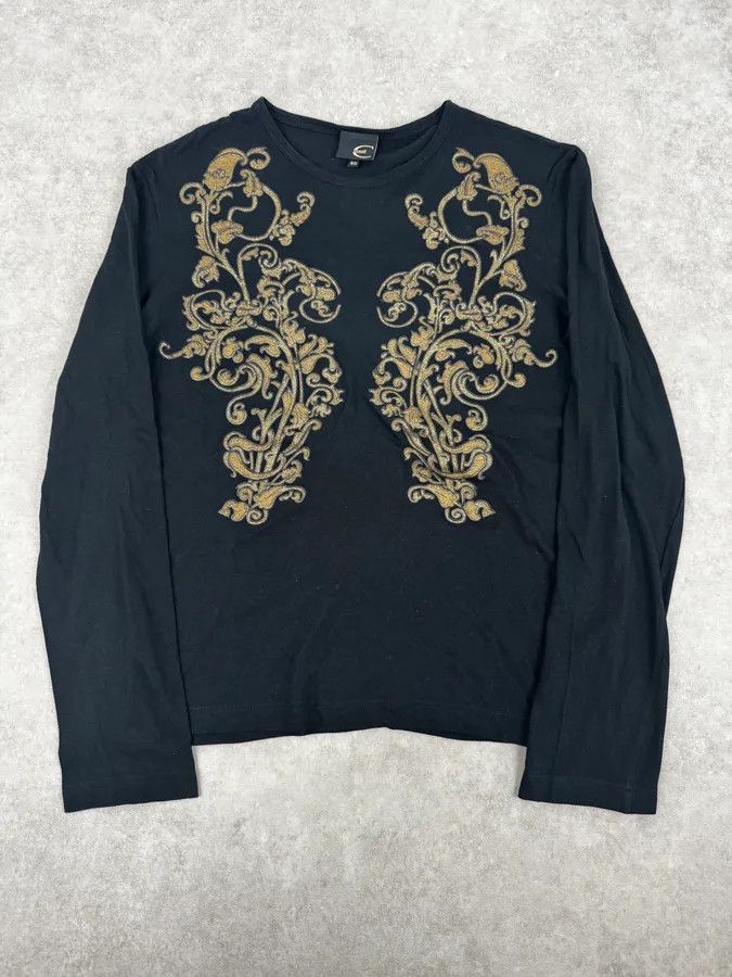 Just Cavalli SS2007 Cavalli Black Golden Baroque Ornaments Longsleeve T-Shirt Size US S / EU 44-46 / 1 - 1 Thumbnail