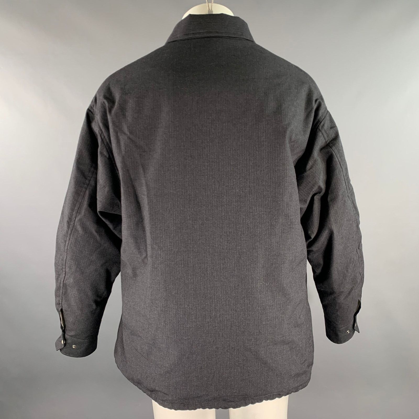 Visvim VISVIM M Grey Charcoal Stripe Wool Linen Silk Down Jacket Size US M / EU 48-50 / 2 - 4 Thumbnail