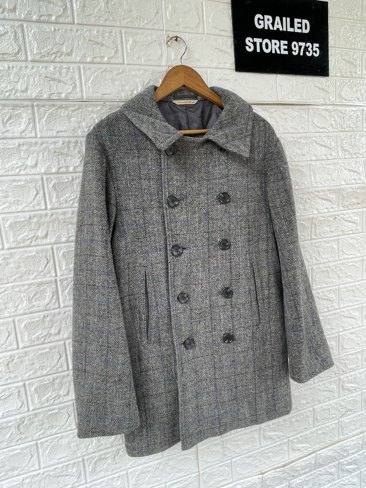 Harris Tweed × Japanese Brand × Vintage Vintage Harris Tweed Wool Coat Size US L / EU 52-54 / 3 - 3 Thumbnail