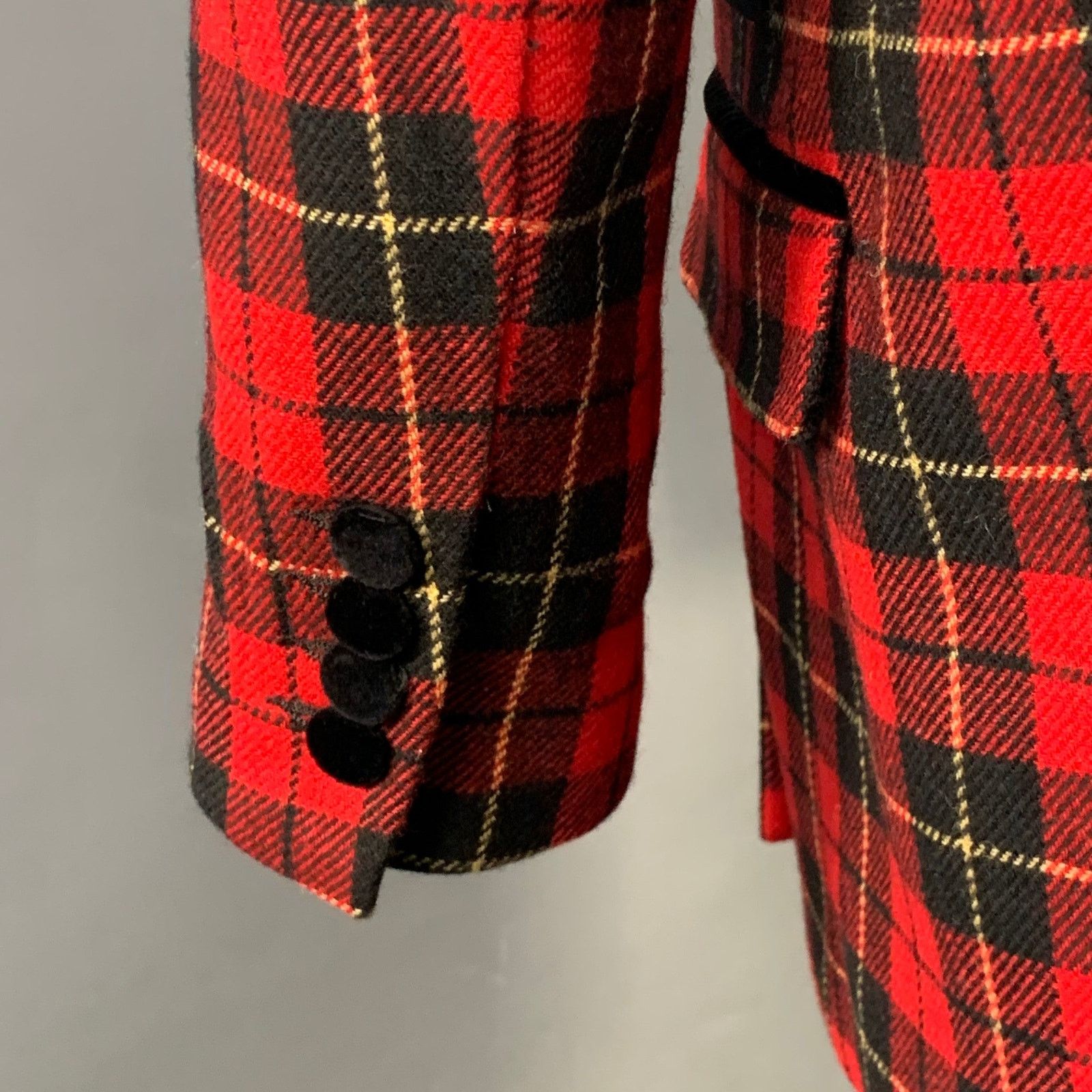 The Kooples THE KOOPLES Jokers Red Black Yellow Wool Plaid Jacket Blazer Size M / US 6-8 / IT 42-44 - 5 Thumbnail