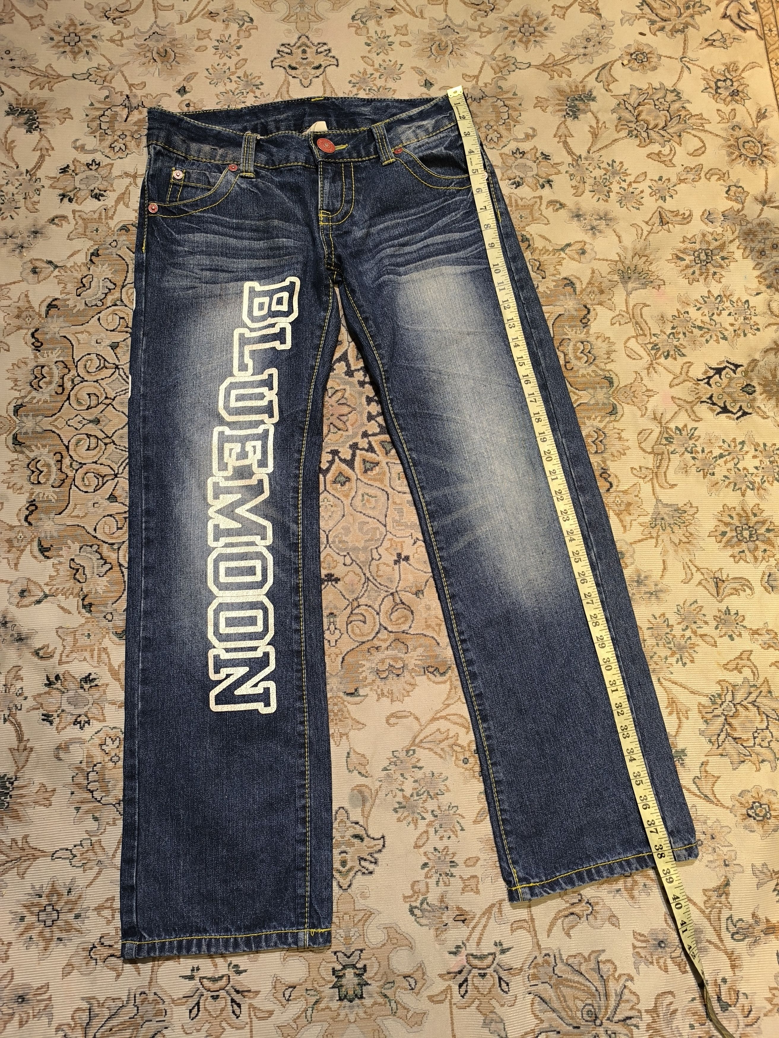 Japanese Brand BLUEMOONBLUE BIG SPELL OUT JEANS Size US 33 - 18 Thumbnail