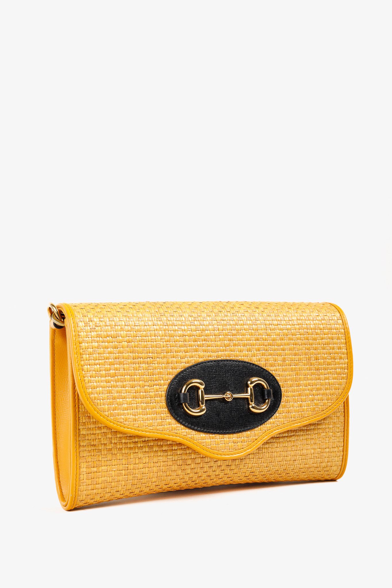 Gucci Gucci Horsebit 1955 Raffia Leather-Trimmed Shoulder Bag Size ONE SIZE - 2 Thumbnail