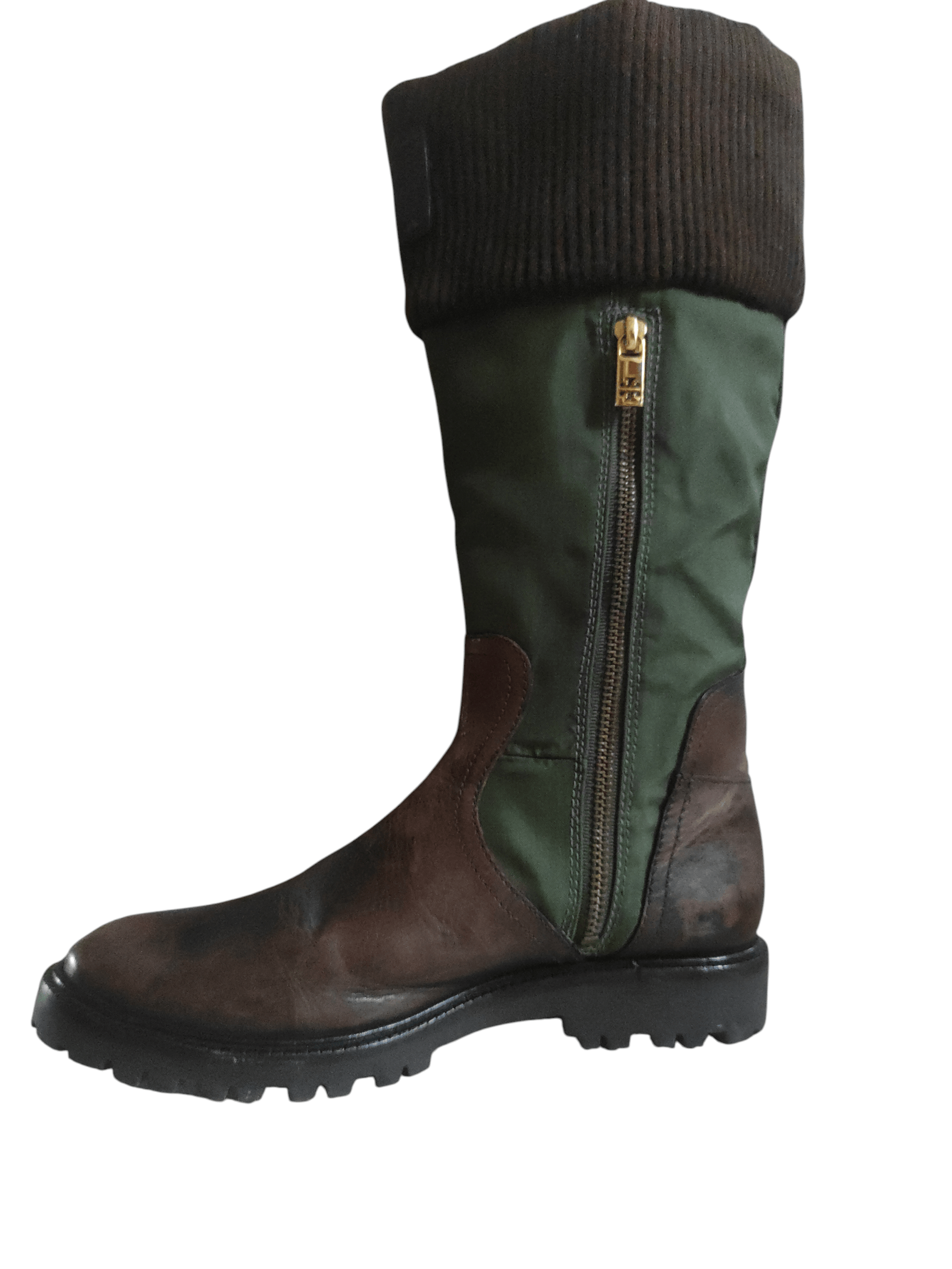 Tory Burch Tory Burch Military Green & Brown Leather Riding Boots. Size US 7.5 / IT 37.5 - 9 Thumbnail