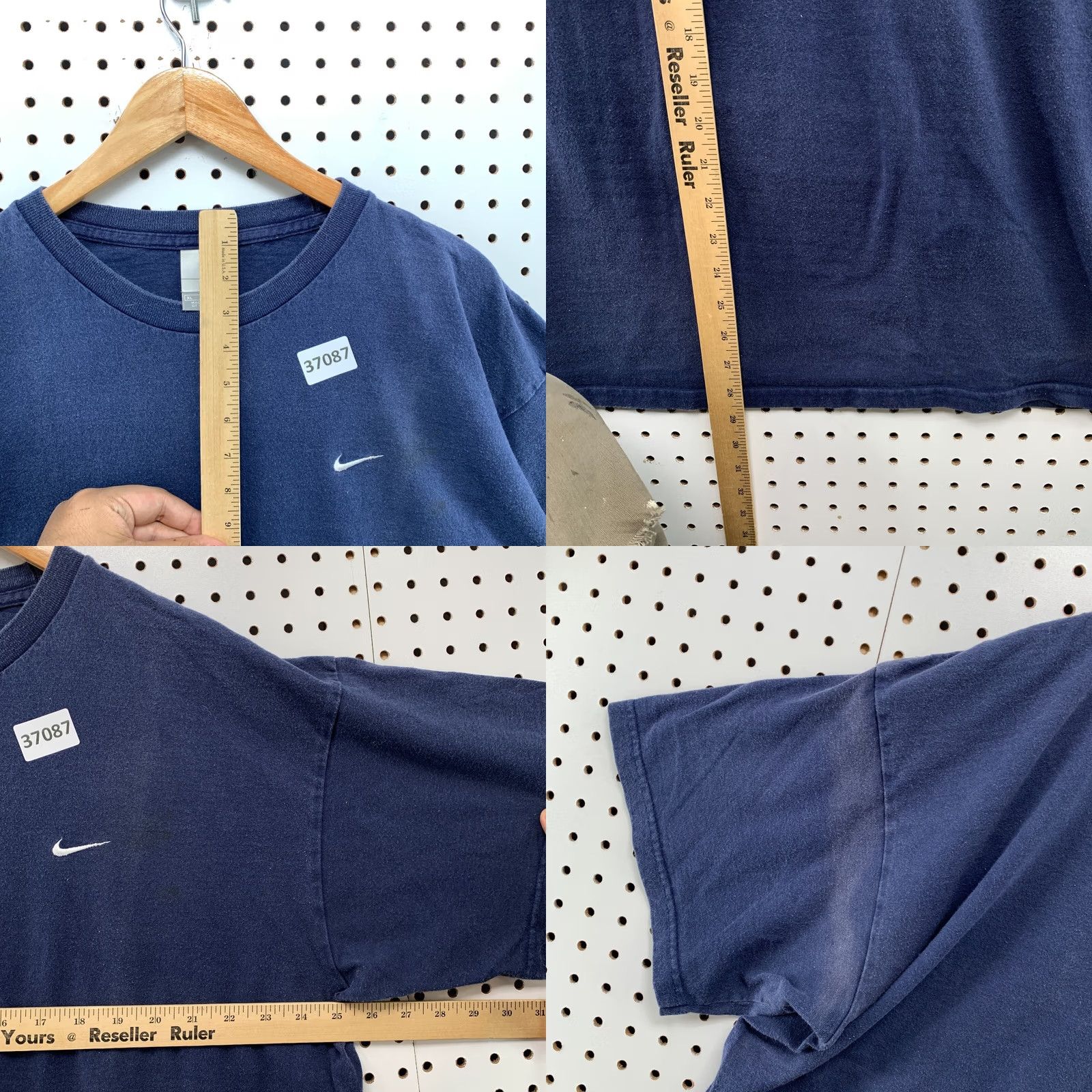 Nike VINTAGE Nike Essential Swoosh Shirt Mens XL Navy Blue Distressed Y2K Size US XL / EU 56 / 4 - 8 Thumbnail