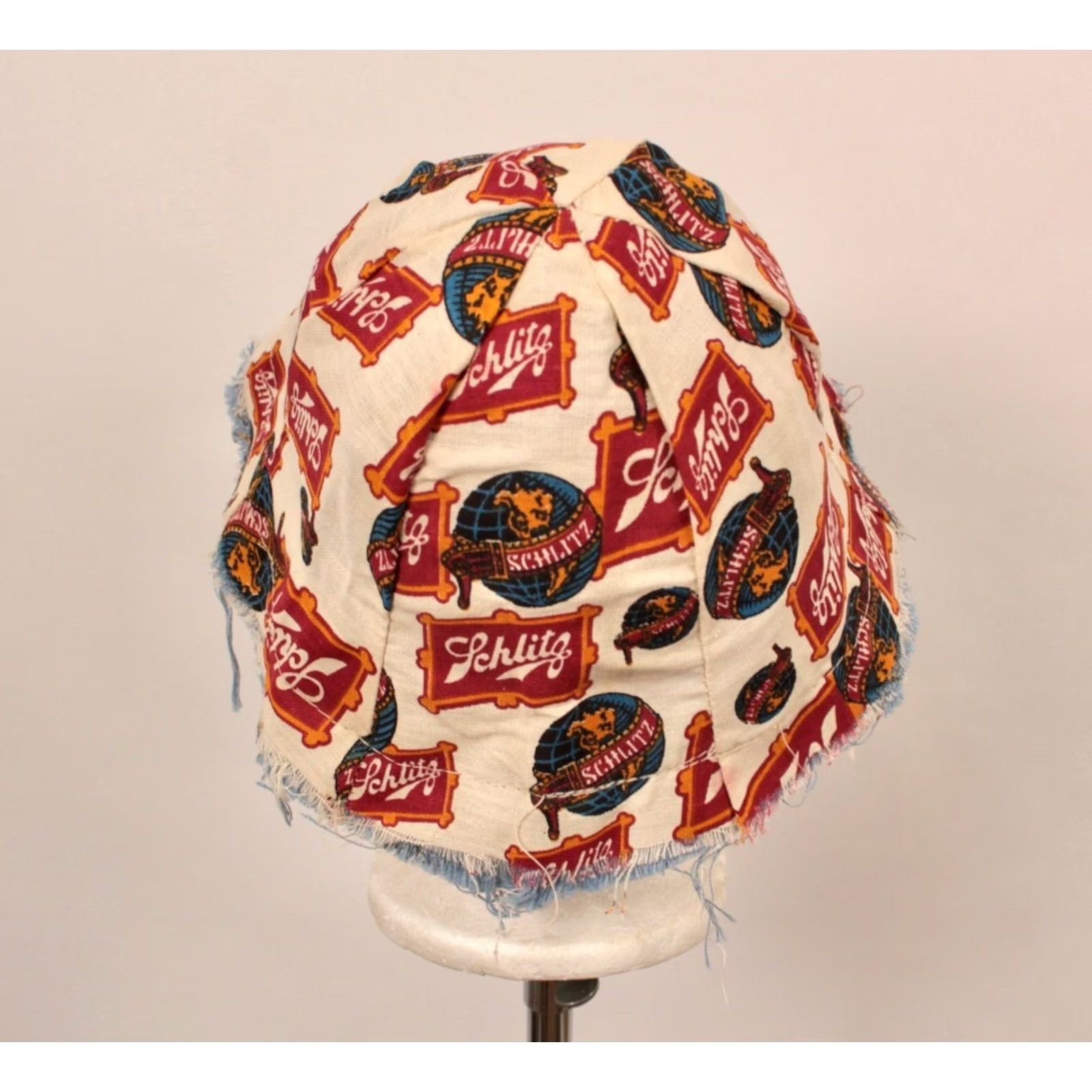 Vintage Schlitz 60s Bucket Hat Men's VTG Reversible AOP Beer Advertisements Blue Cotton 1960s Outdoor Gift Hat Mens Size ONE SIZE - 4 Thumbnail